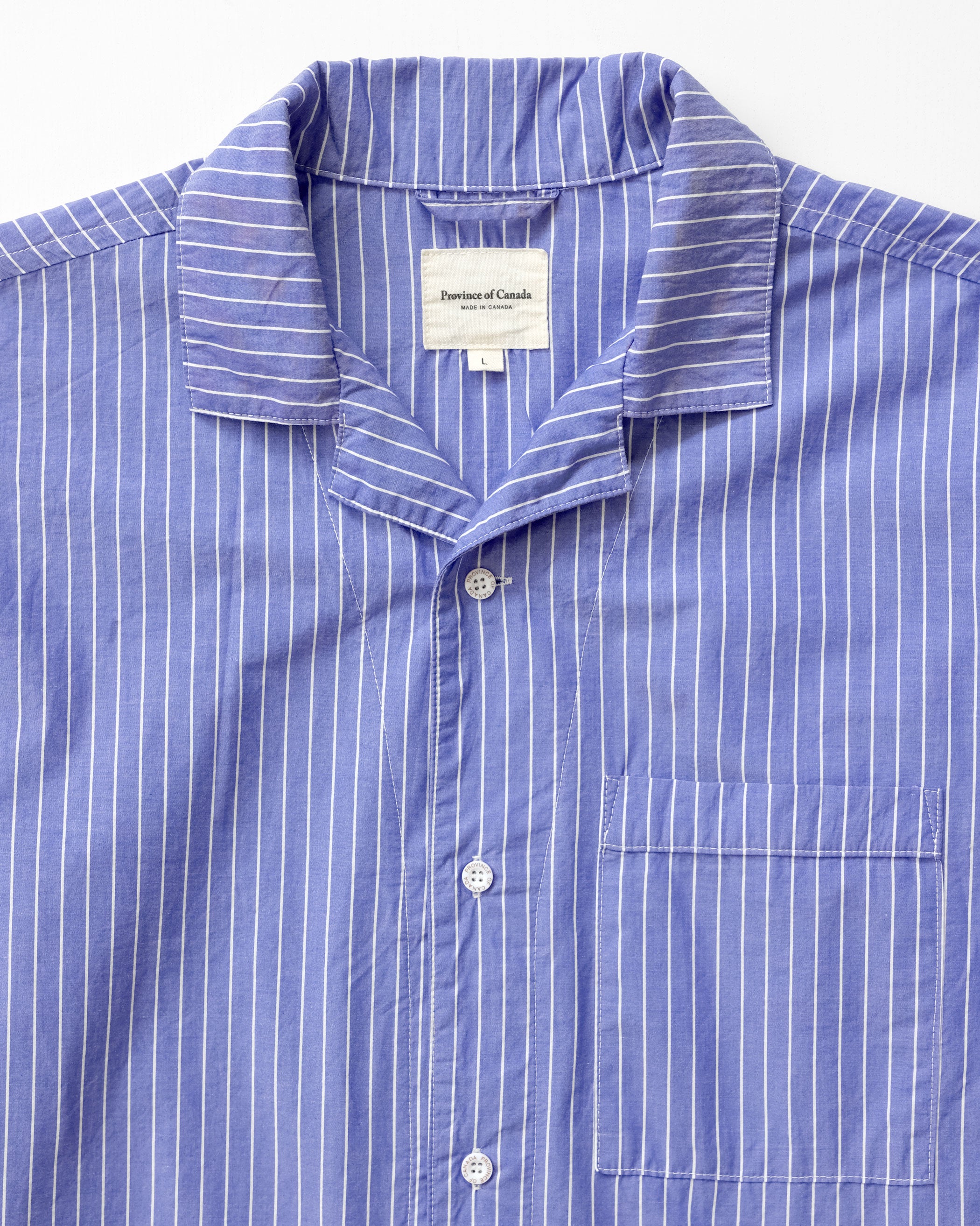 Made in Canada Pyjama Shirt Blue Stripe 100% Organic Cotton - Unisex - Province of Canada