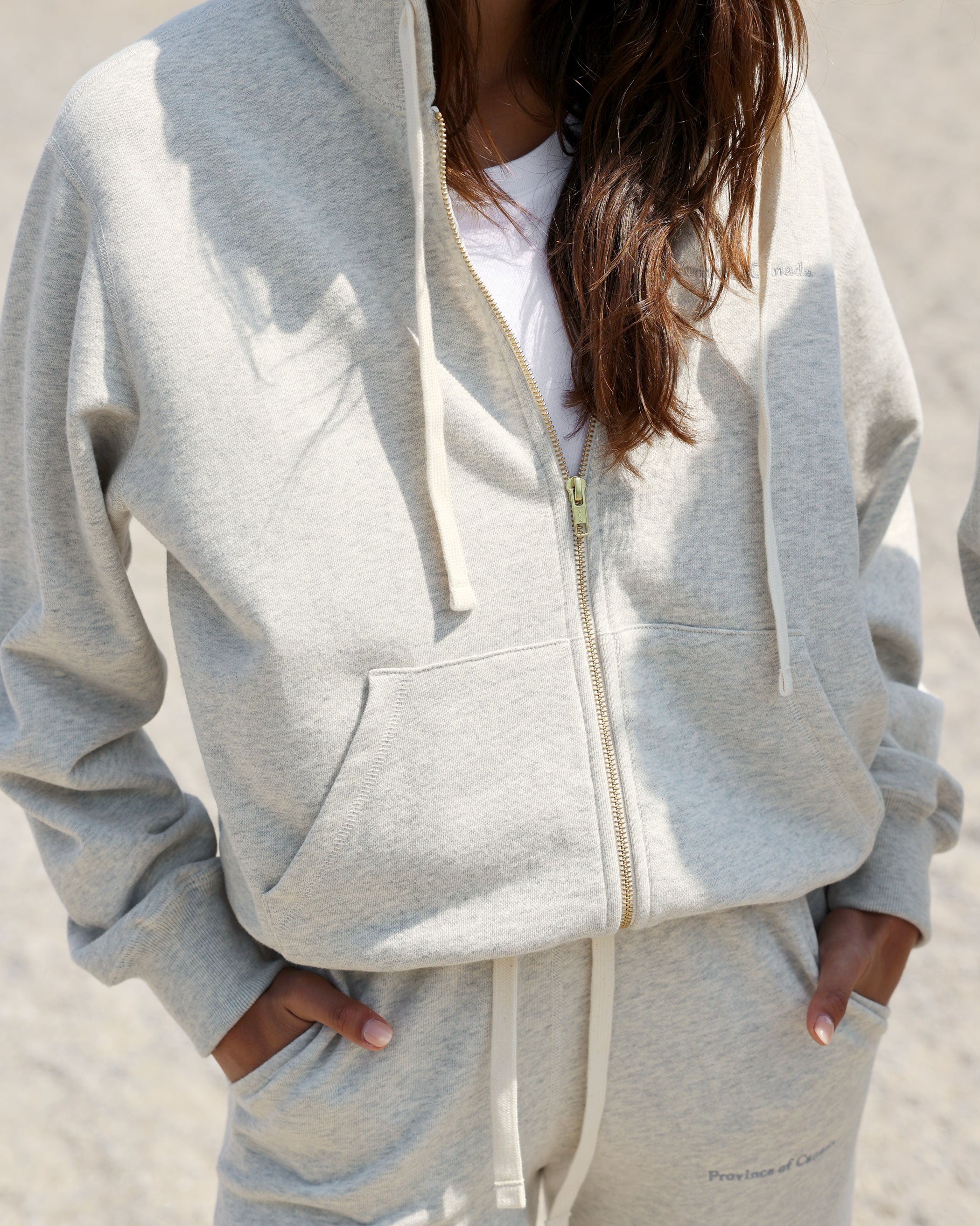 Made in Canada 100% Cotton French Terry Zip Hoodie Eggshell - Unisex - Province of Canada