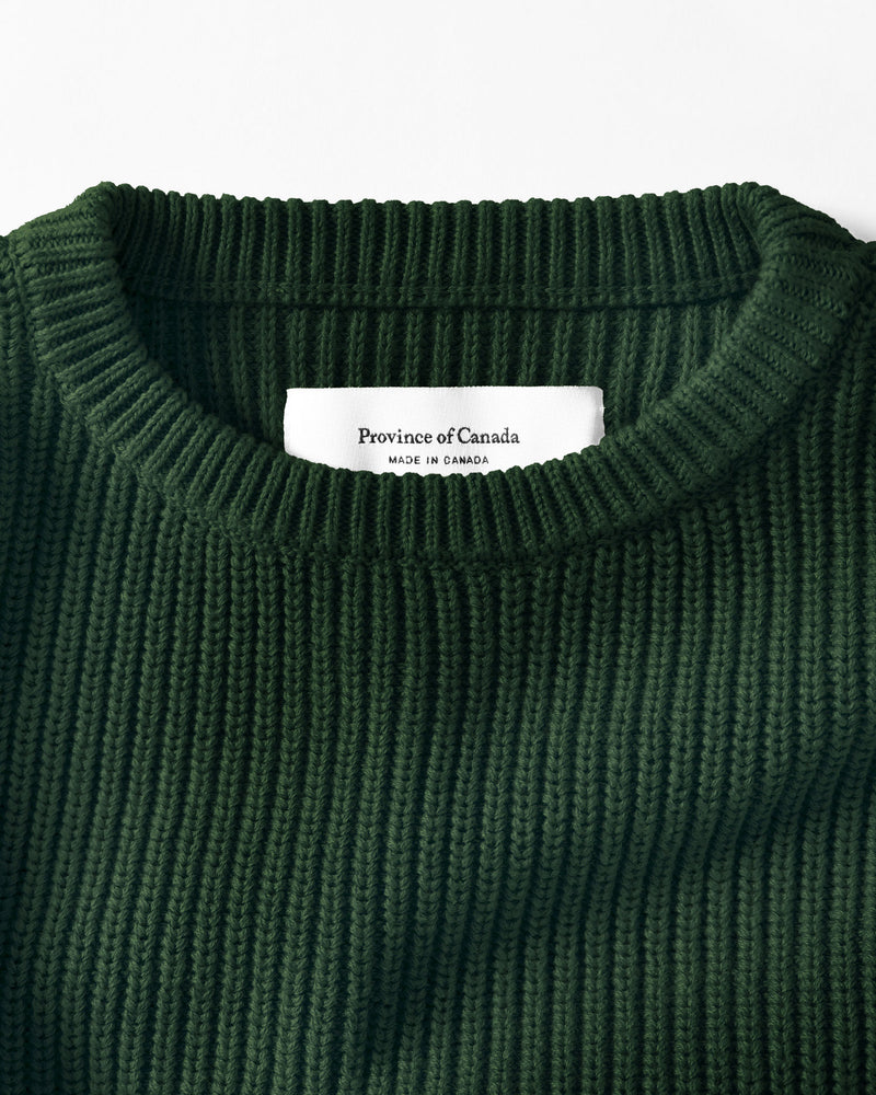 Made in Canada Cotton Knit Sweater Forest - Unisex - Province of Canada