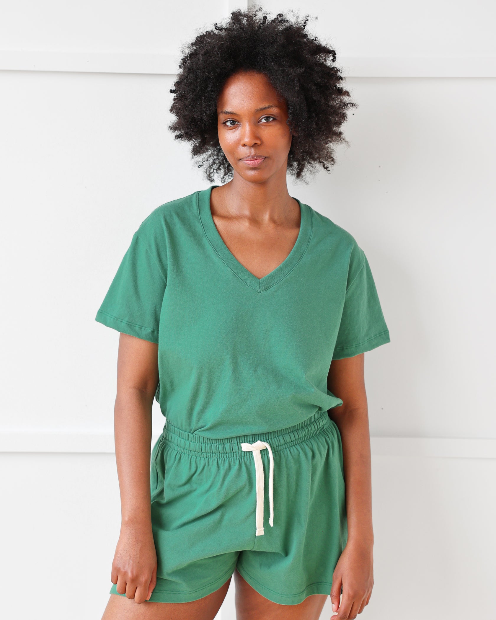 Made in Canada Friday V-Neck Tee Green 100% Organic Cotton - Province of Canada