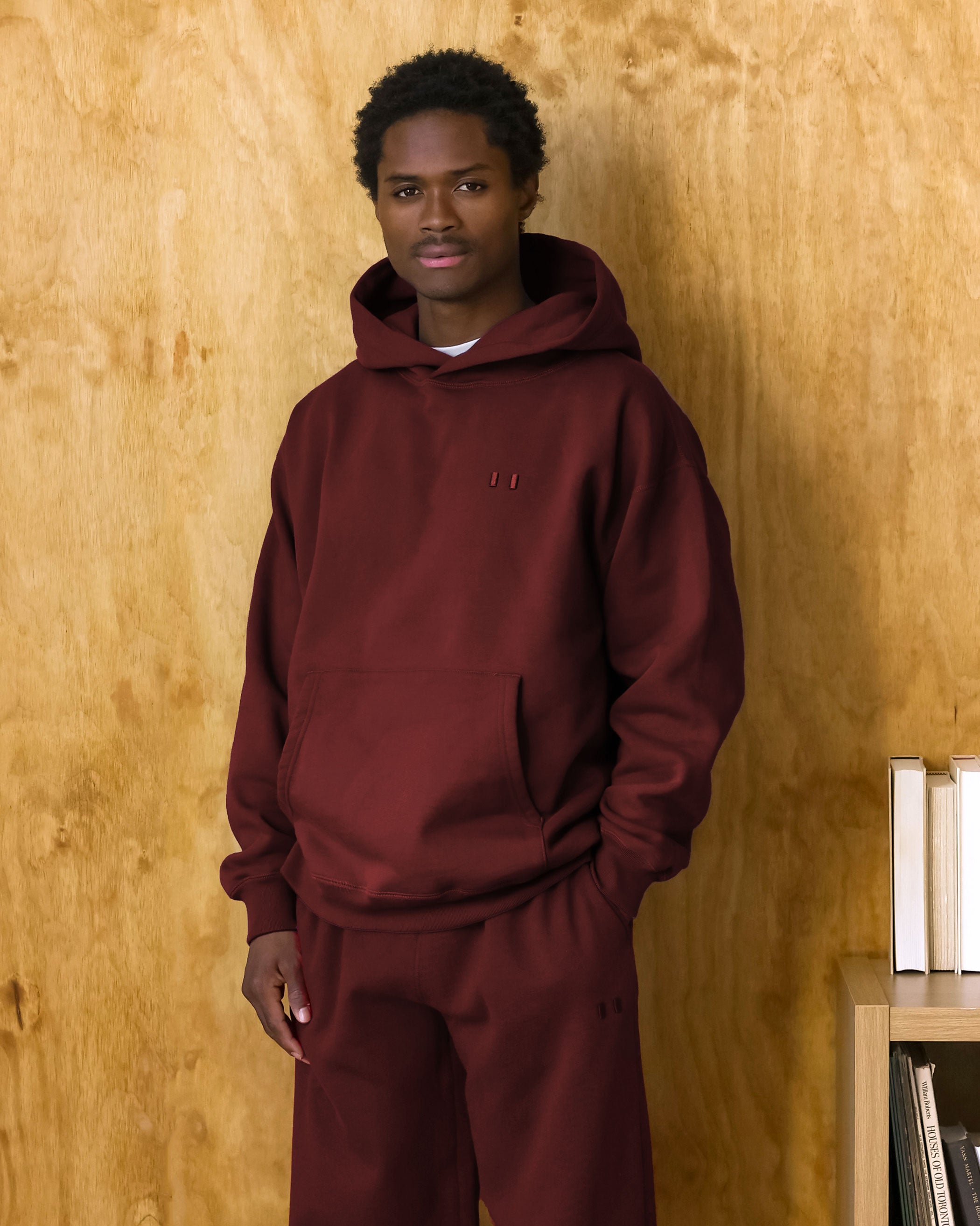 Made in Canada Flag Fleece Hoodie Sweatshirt Burgundy - Unisex - Province of Canada