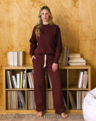 Made in Canada Flag Fleece Wide Leg Sweatpant Burgundy Red Maroon - Unisex - Province of Canada