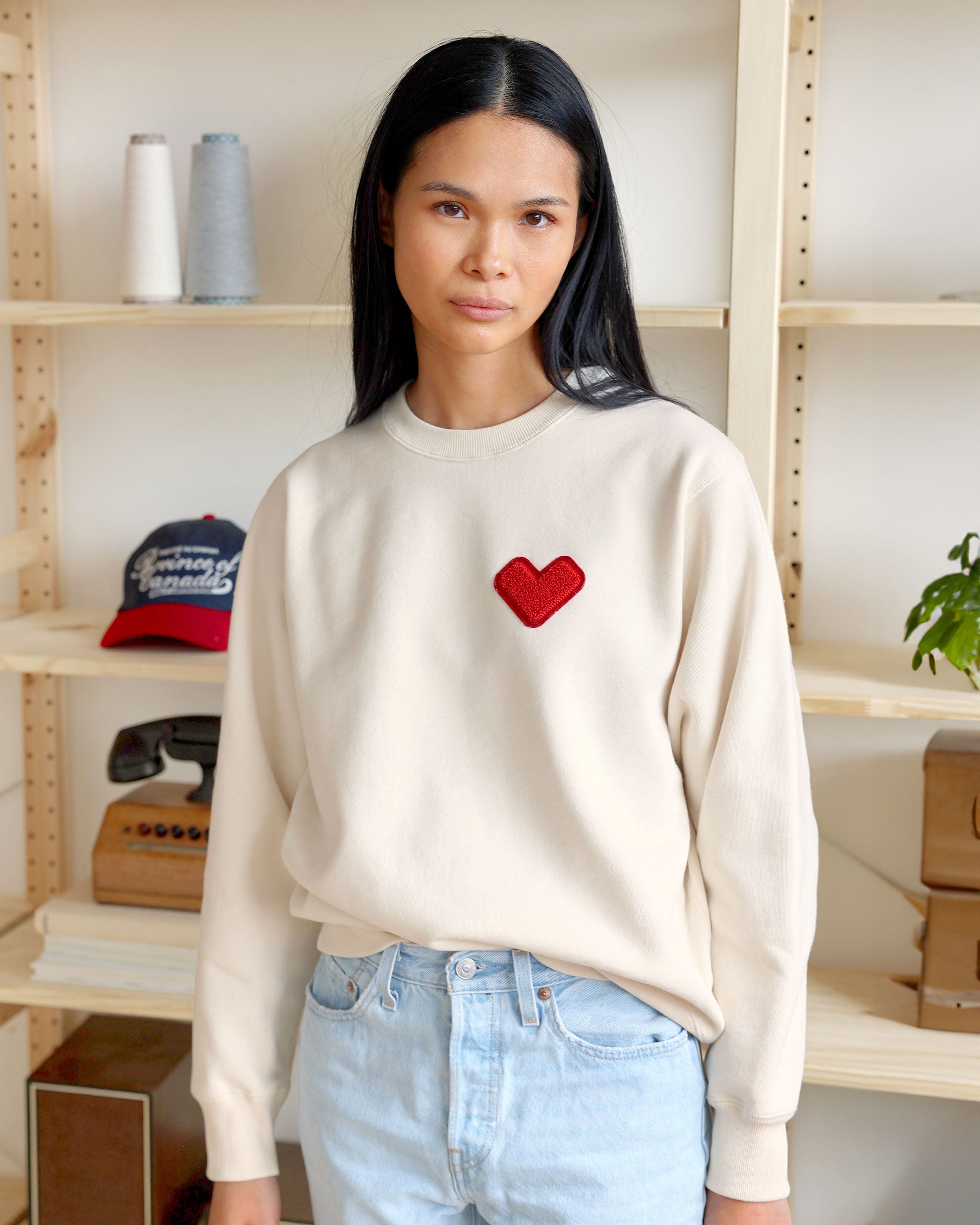 Made in Canada Heart Sweatshirt Cream - Unisex - Province of Canada
