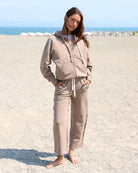 Made in Canada 100% Cotton Wide Leg Cropped French Terry Sweatpant Mocha Brown - Unisex - Province of Canada
