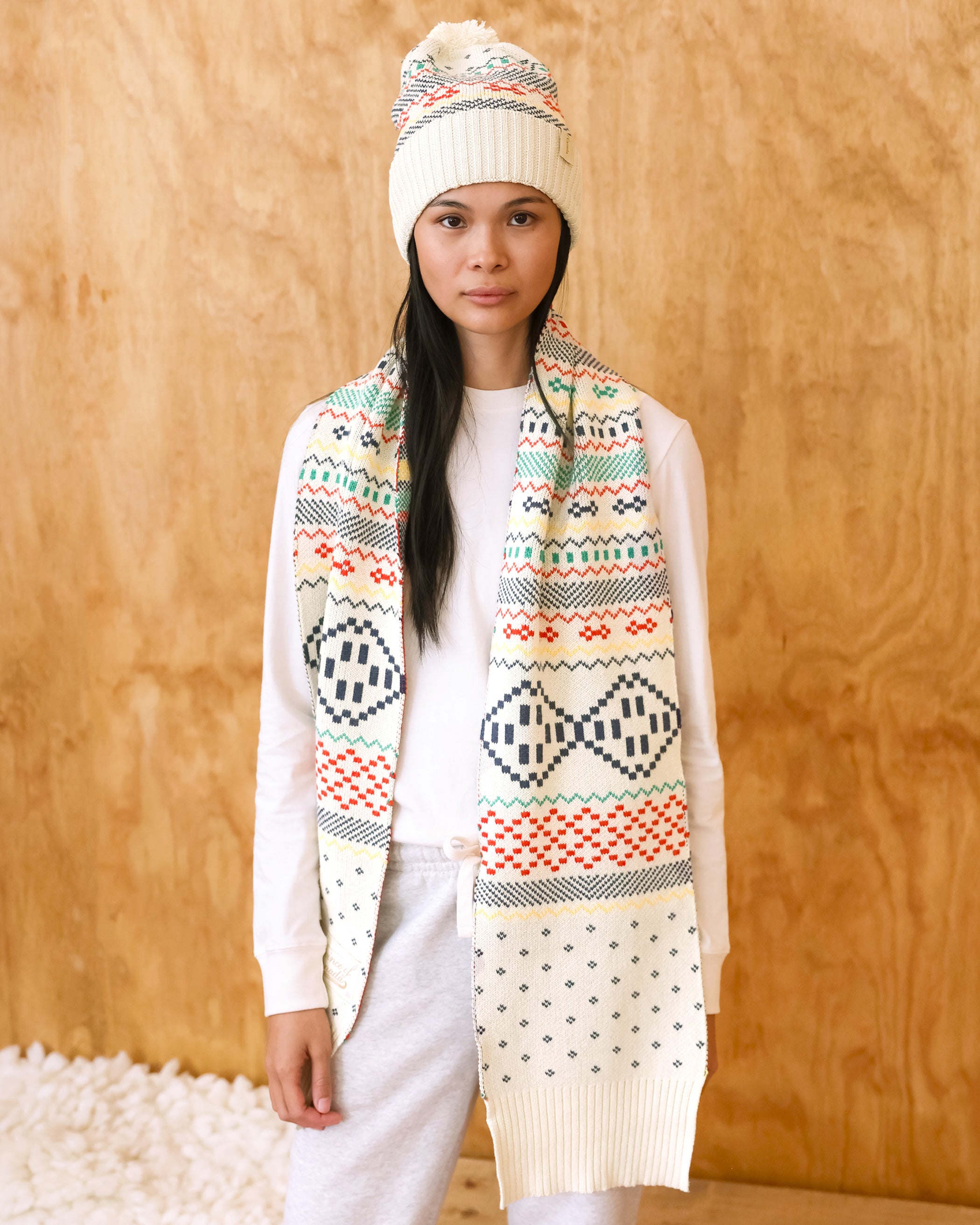 Made in Canada 100% Cotton Fair Isle Cotton Knit Scarf - Province of Canada