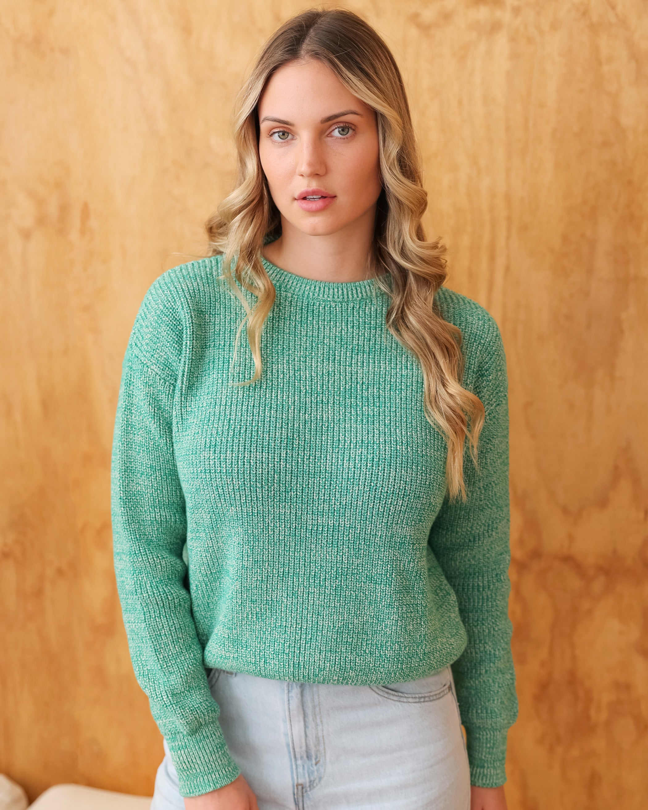 Made in Canada 100% Cotton Knit Sweater Heather Green - Unisex - Province of Canada