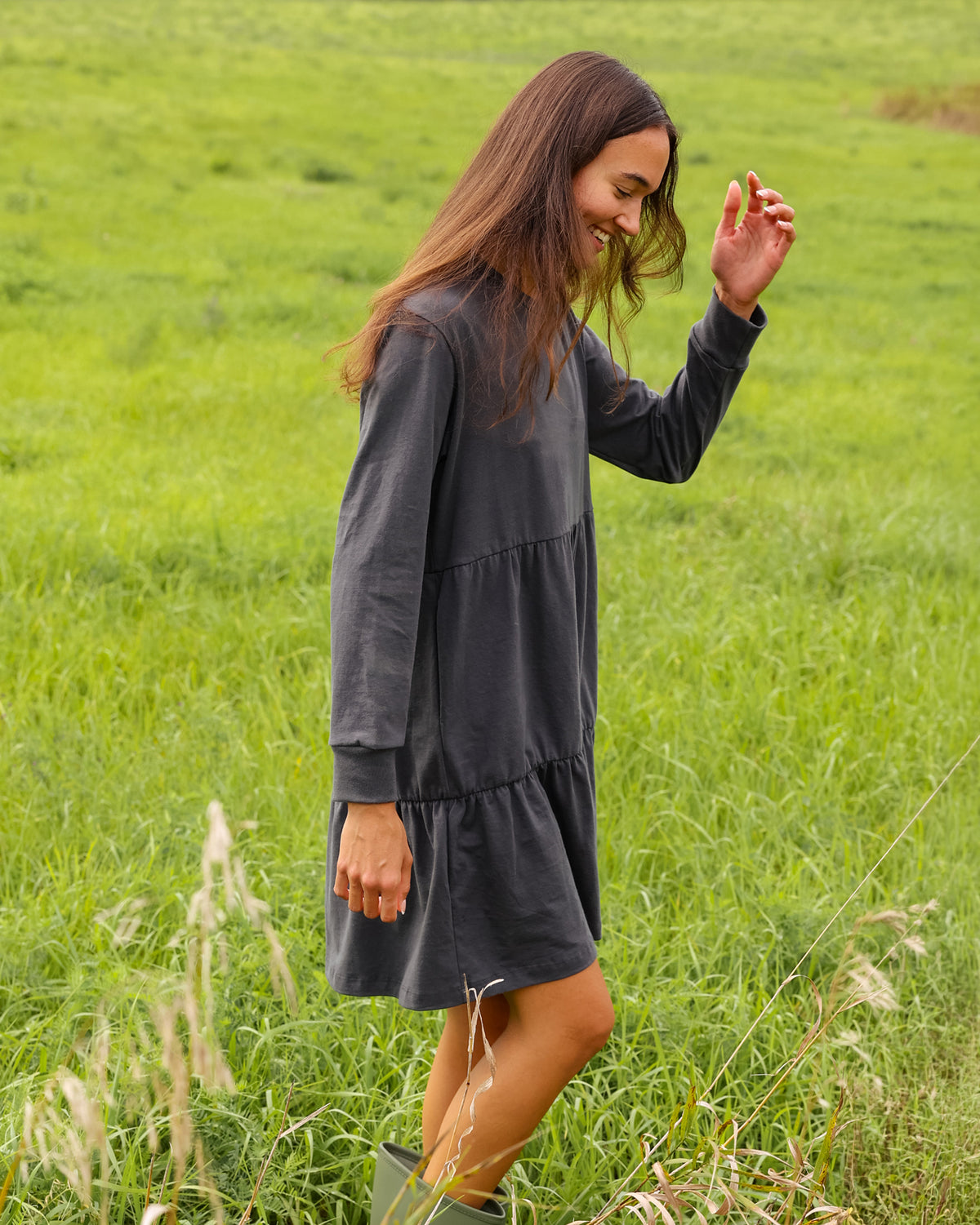 Made in Canada Tier Long Sleeve Dress Ink - Province of Canada