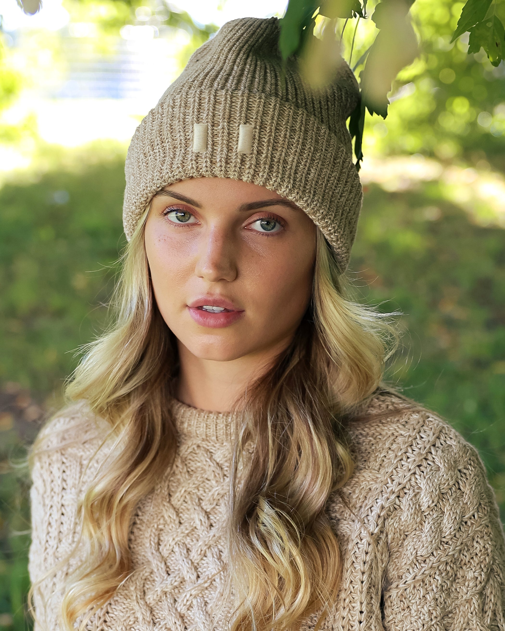 Made in Canada 100% Cotton Flag Cotton Knit Toque Heather Beige - Province of Canada