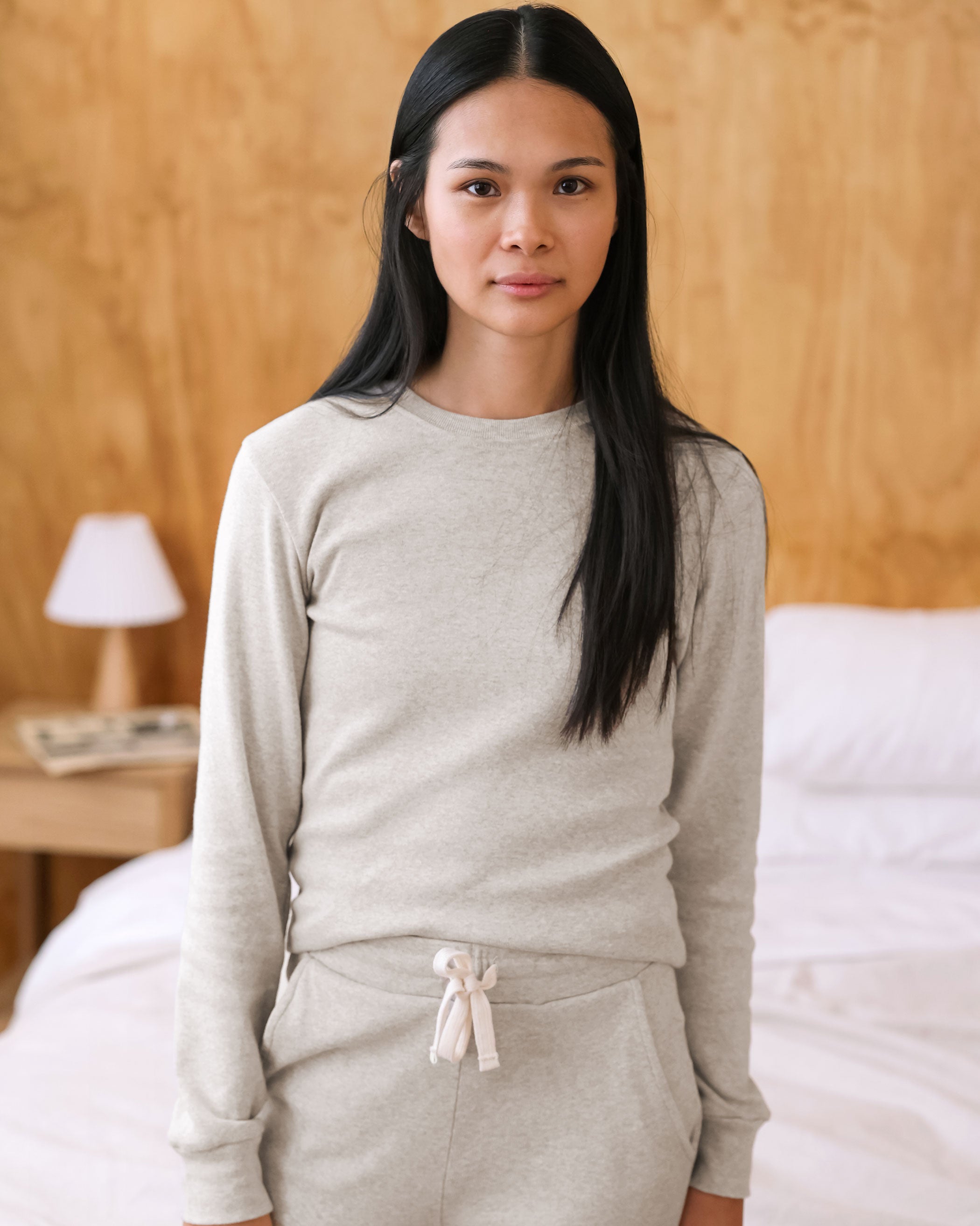 Made in Canada 100% Certified Organic Cotton Fine Ribbed Long Sleeve Tee Oatmeal - Unisex - Province of Canada