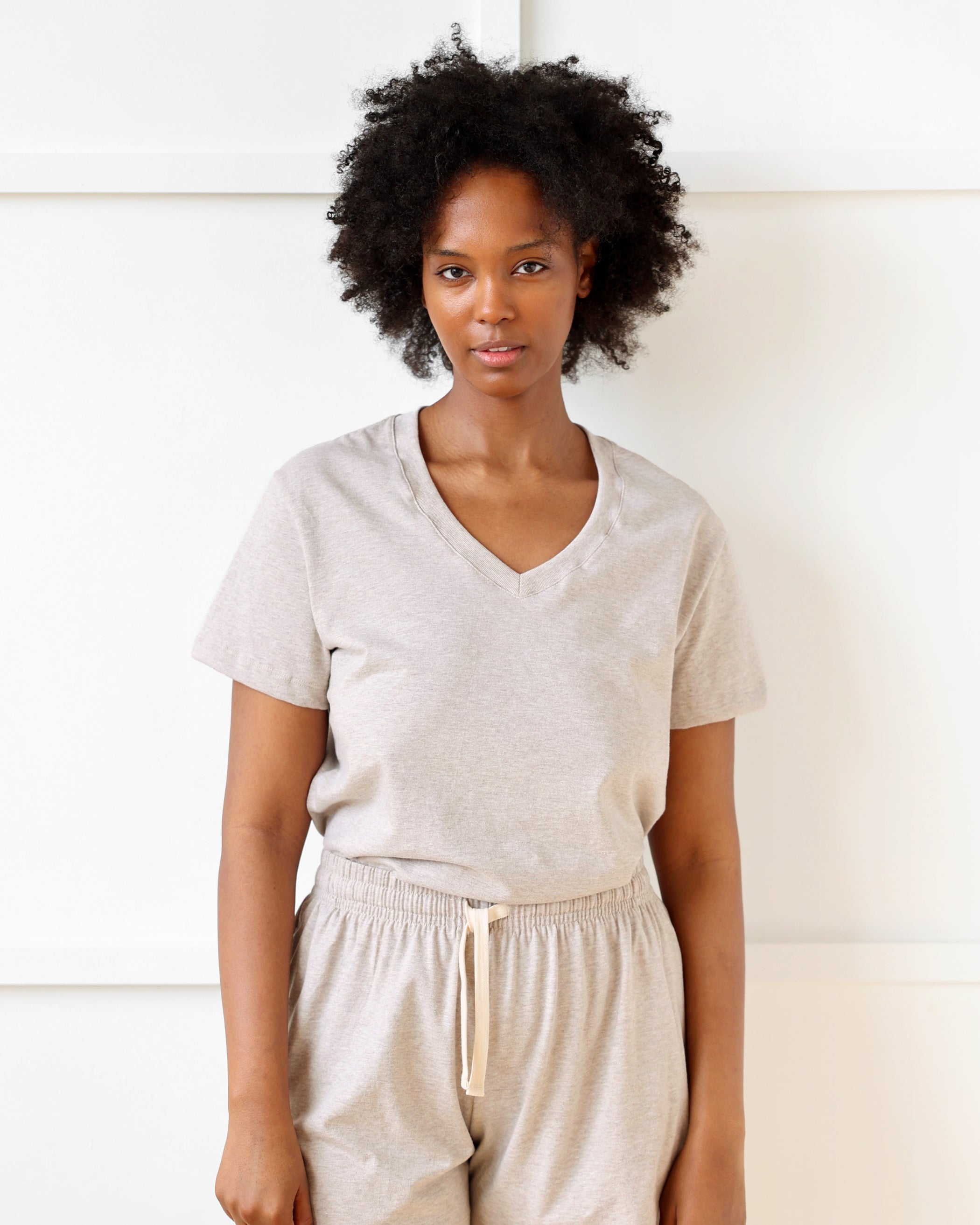 Made in Canada Friday V-Neck Tee Oatmeal 100% Organic Cotton - Province of Canada