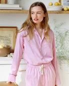 Made in Canada Pyjama Shirt Pink Stripe 100% Cotton - Unisex - Province of Canada