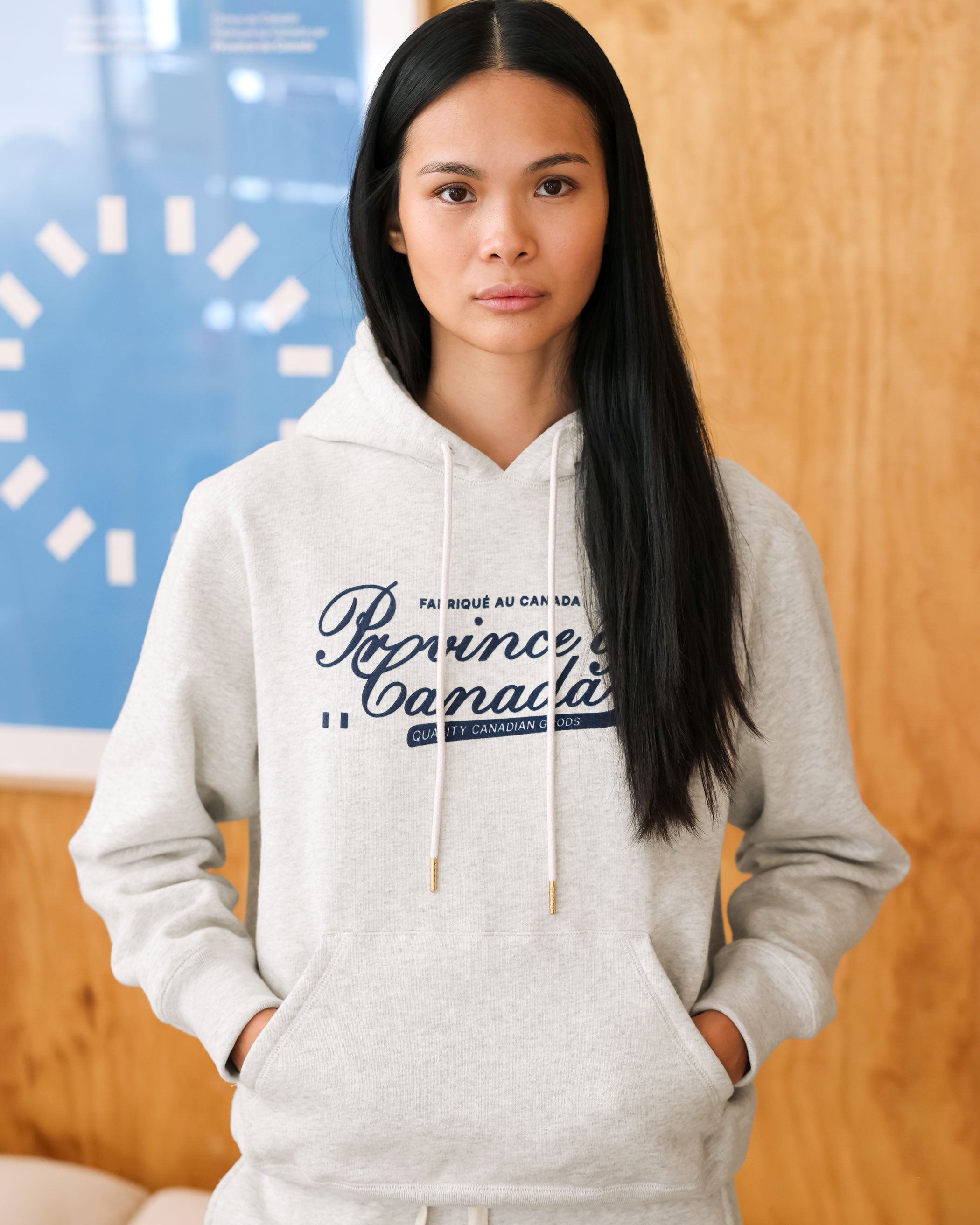 Made in Canada Fleece Script Logo Hoodie Eggshell - Unisex - Province of Canada