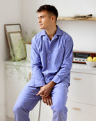 Made in Canada Pyjama Shirt Blue Stripe 100% Organic Cotton - Unisex - Province of Canada