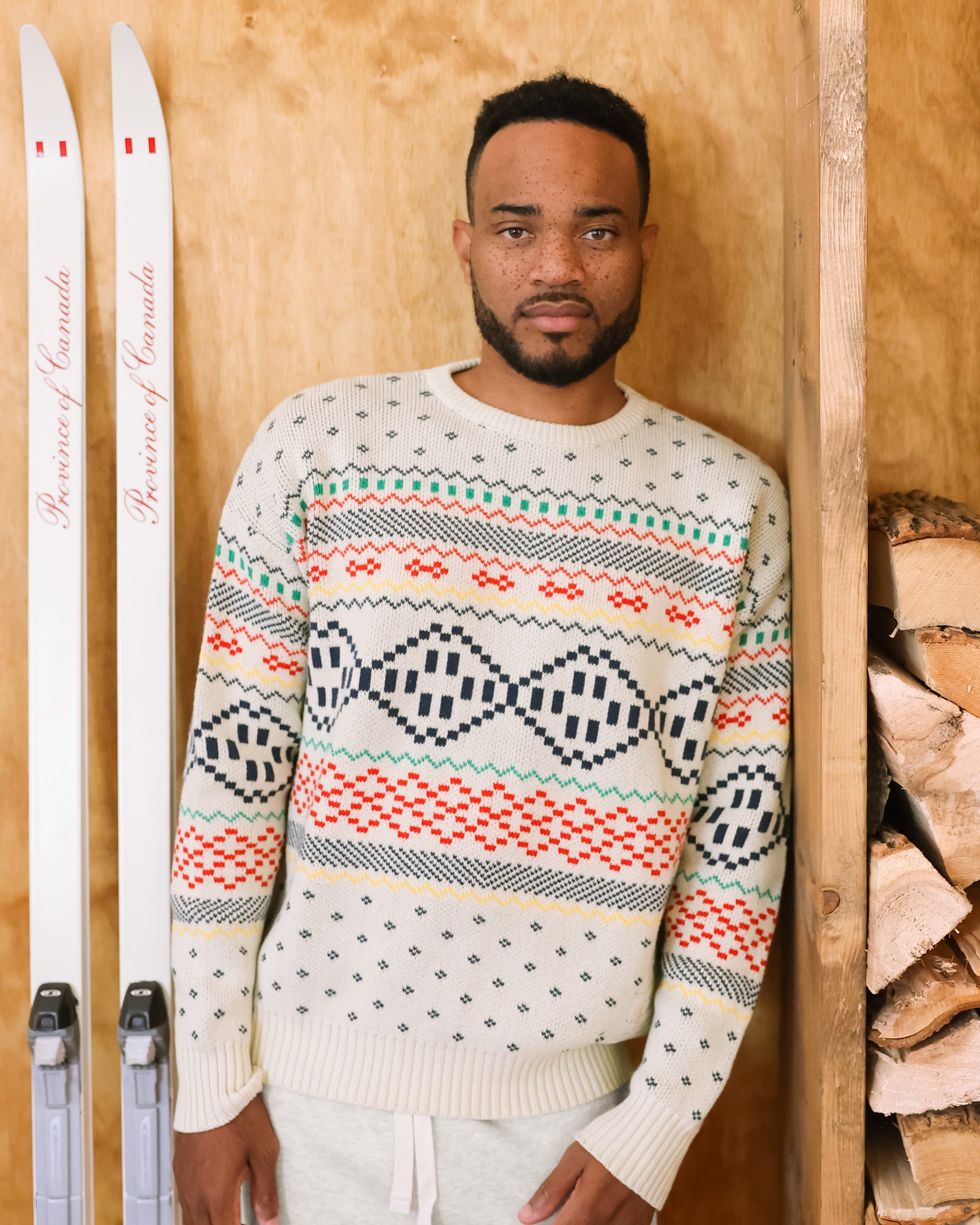 Made in Canada 100% Cotton Fair Isle Cotton Knit Sweater - Unisex - Province of Canada