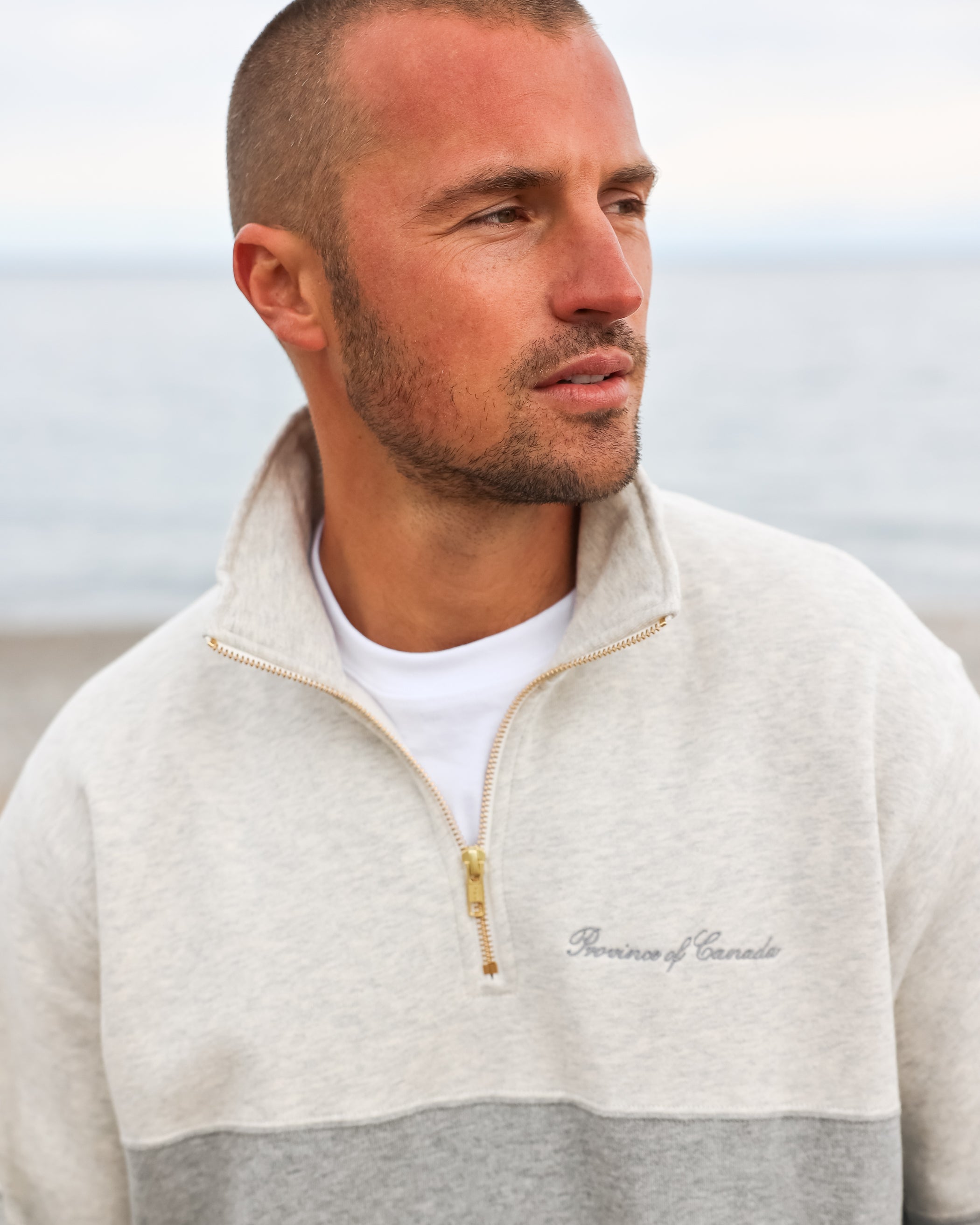 Made in Canada Club Fleece Half Zip Heather Grey - Unisex Province of Canada