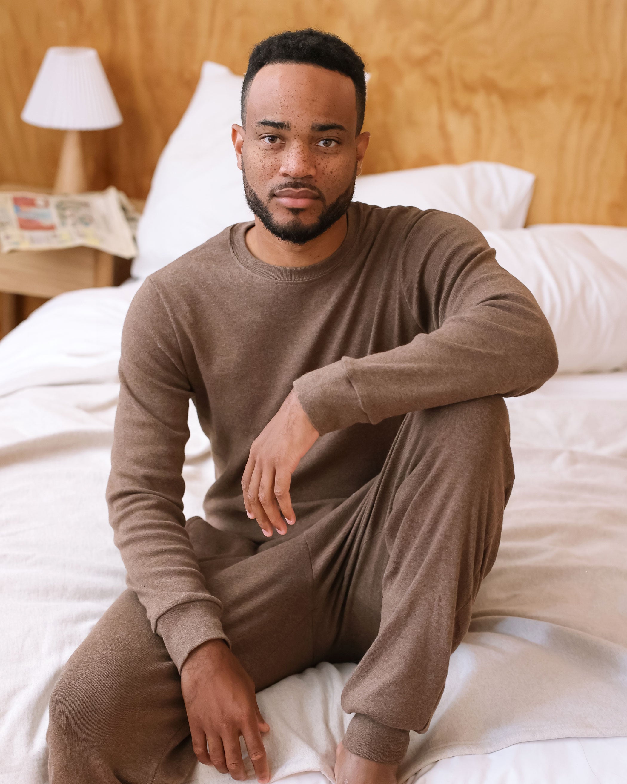 Made in Canada 100% Certified Organic Cotton Fine Ribbed Long Sleeve Tee Heather Brown - Unisex - Province of Canada