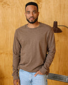 Made in Canada 100% Organic Cotton Monday Long Sleeve Tee Heather Brown - Unisex - Province of Canada