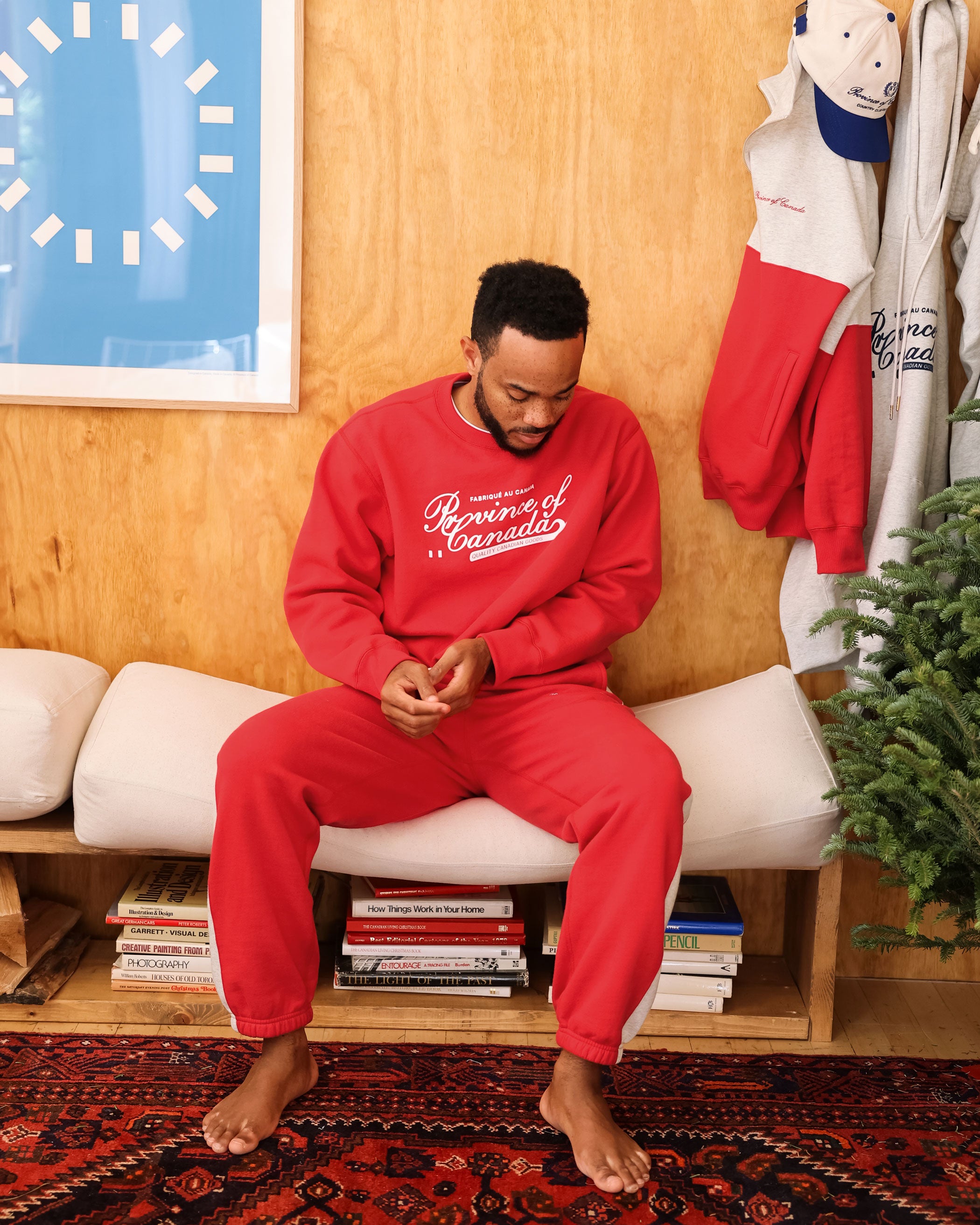 Made in Canada Fleece Script Logo Sweatshirt Red - Unisex - Province of Canada