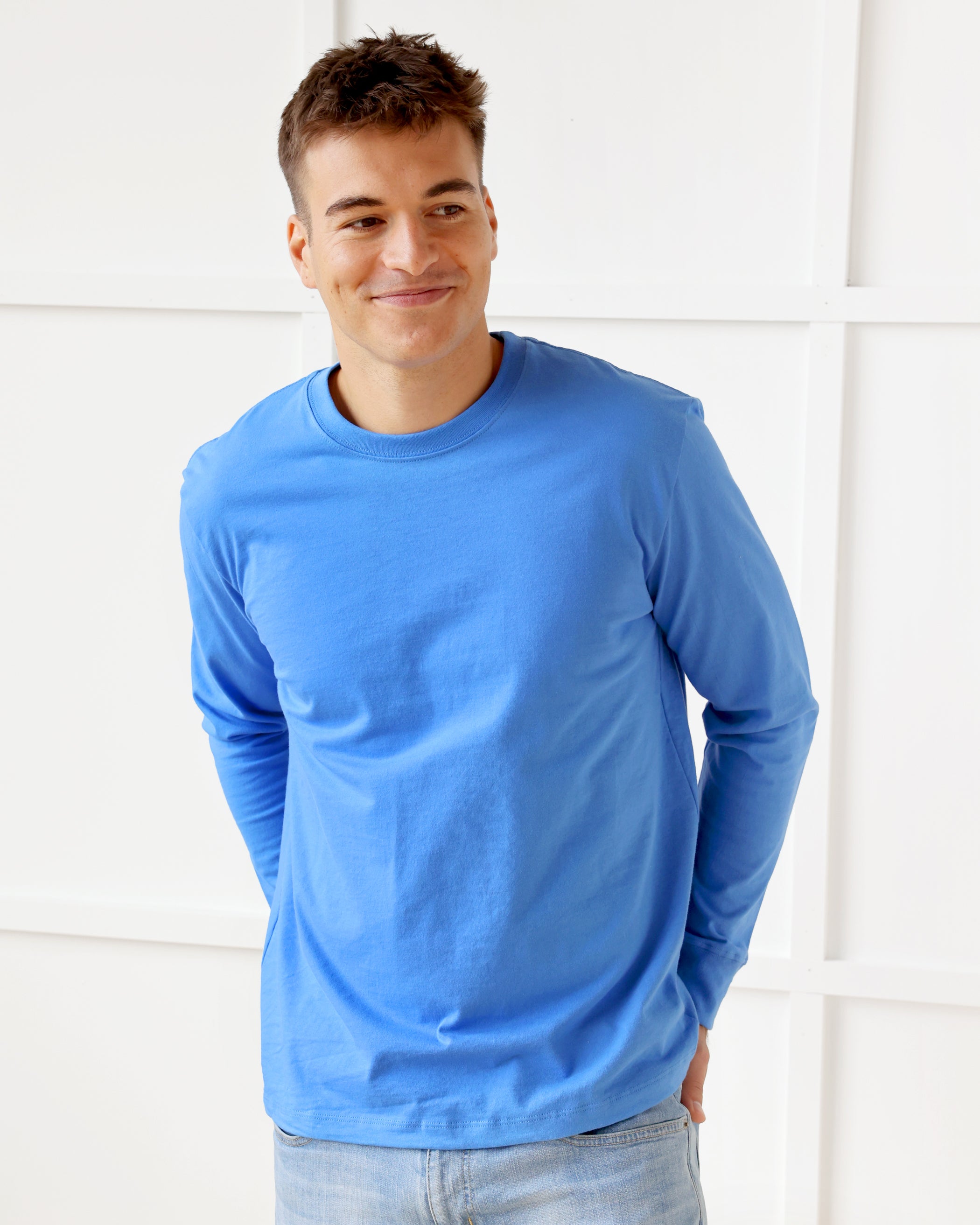 Made in Canada Organic Cotton Monday Long Sleeve Tee Super Blue - Province of Canada