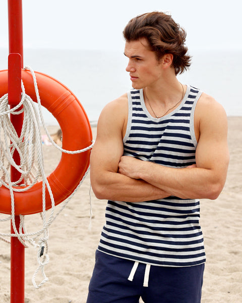 Tuesday Tank Top Navy Stripe Unisex - Made in Canada