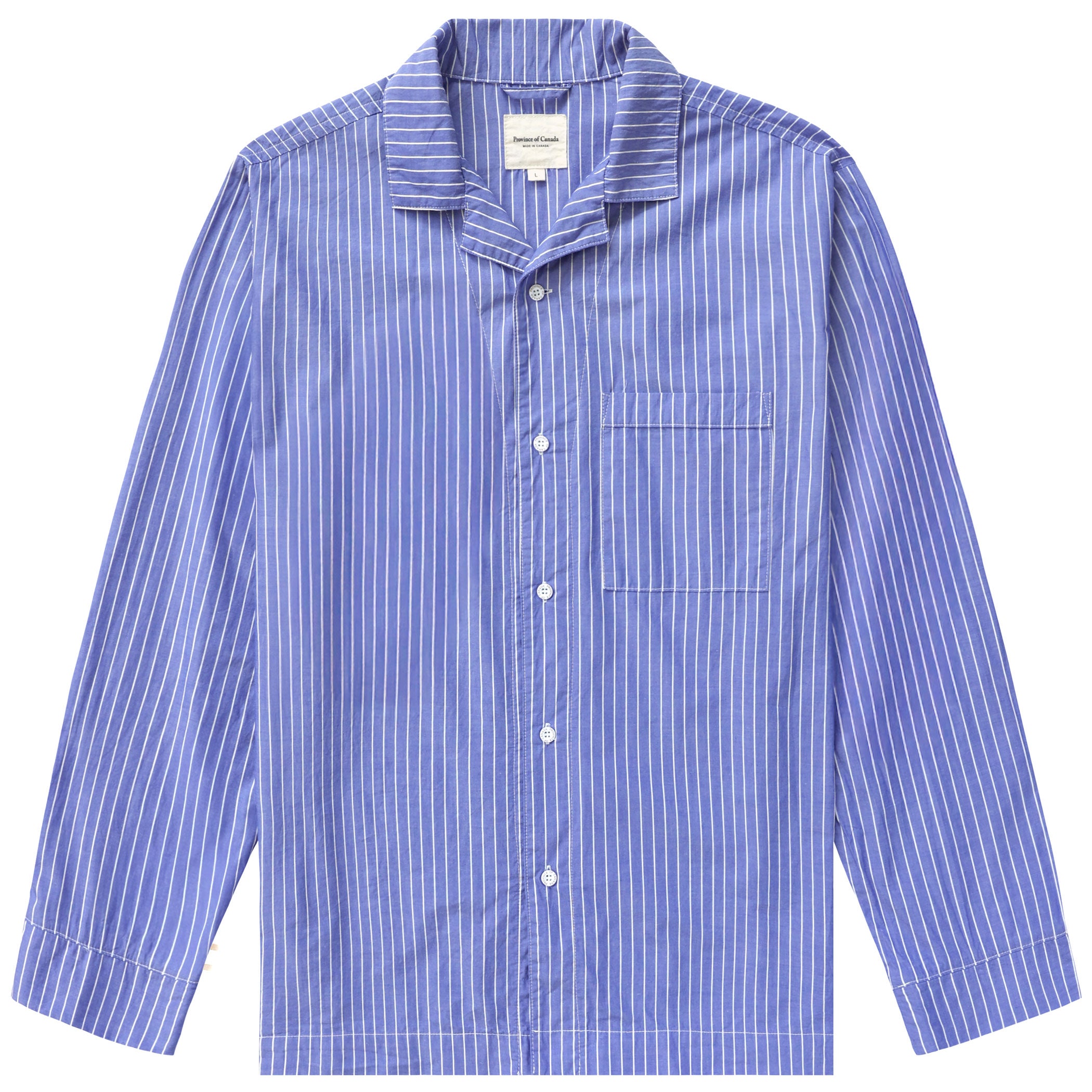 Made in Canada Pyjama Shirt Blue Stripe 100% Organic Cotton - Unisex - Province of Canada