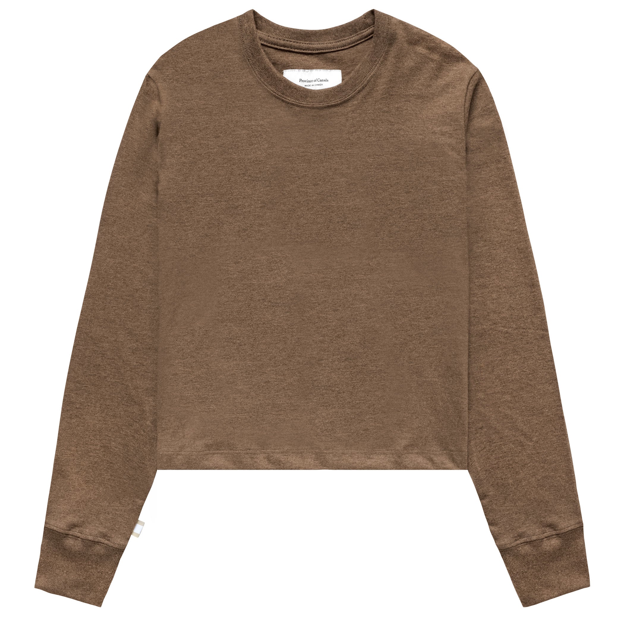 Made in Canada 100% Organic Cotton Monday Long Sleeve Crop Tee Heather Brown - Unisex - Province of Canada