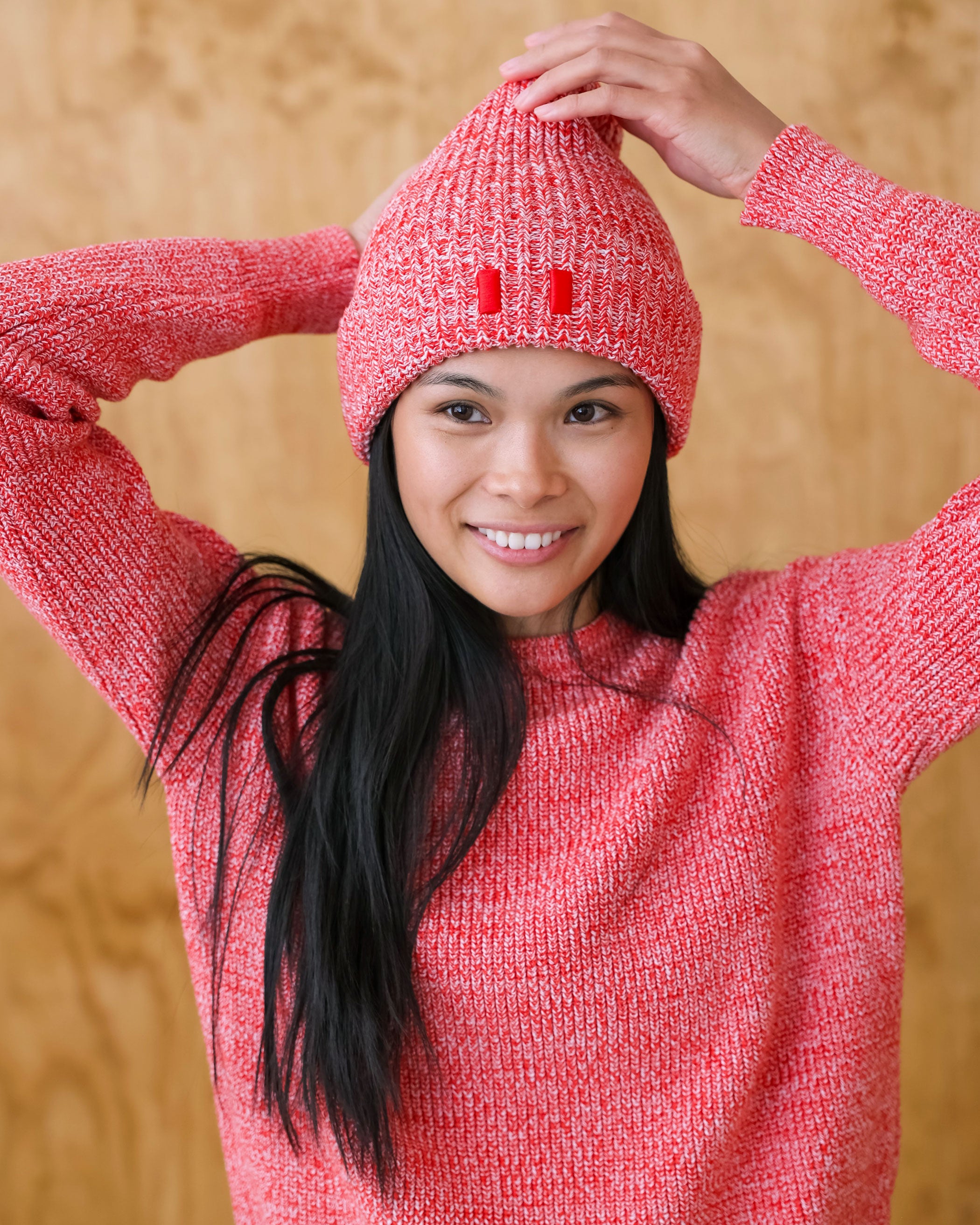 Made in Canada 100% Cotton Knit Sweater and Toque Heather Red - Unisex - Province of Canada