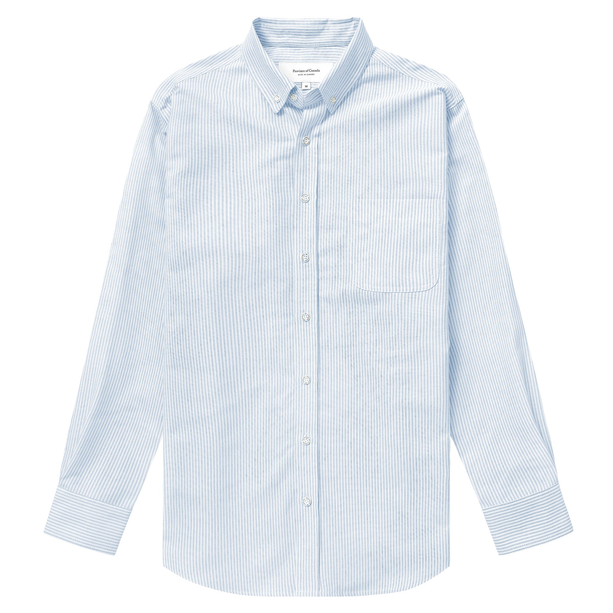 Made in Canada 100% Cotton Oxford Stripe Button Down Shirt Light Blue - Unisex - Province of Canada