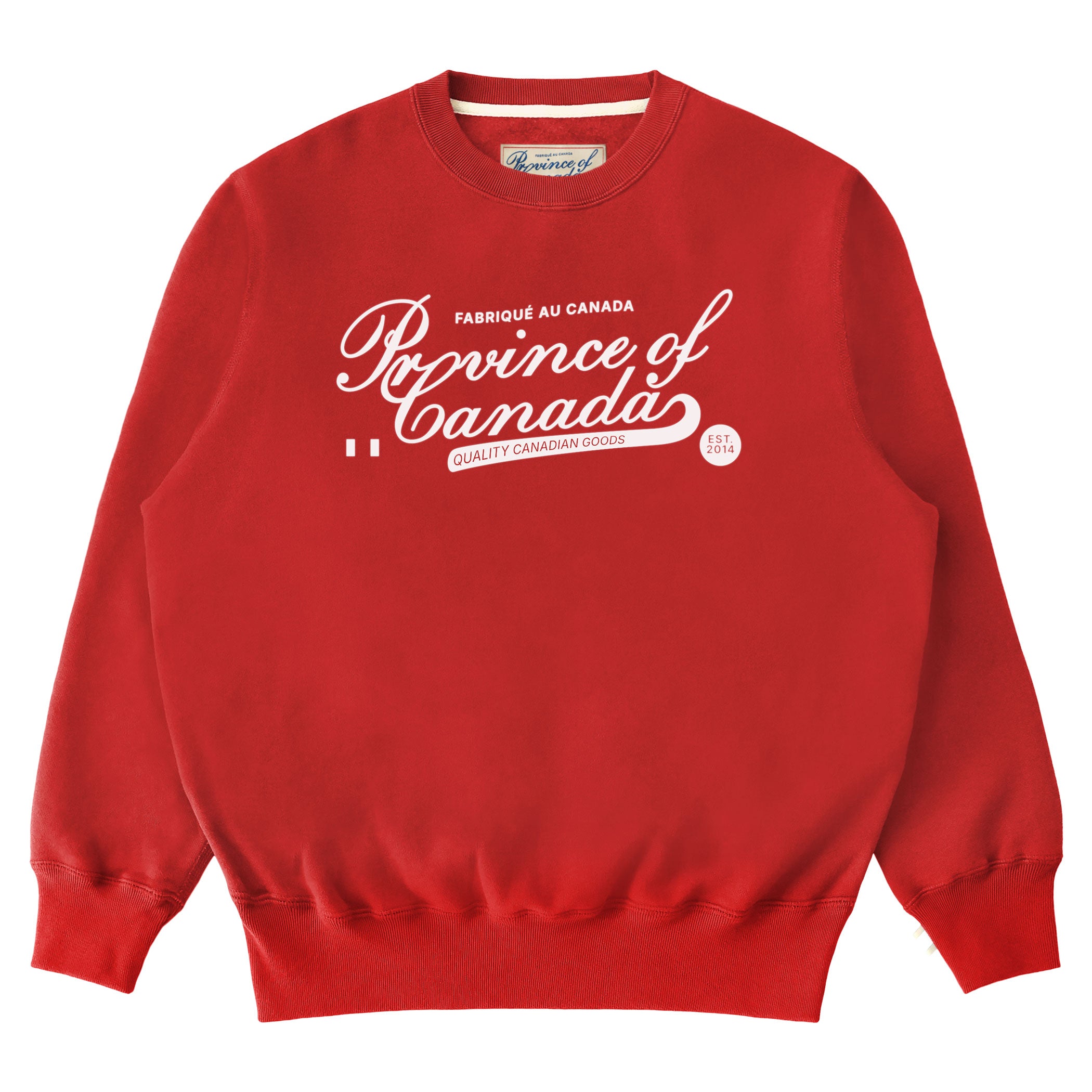 Made in Canada Fleece Script Logo Sweatshirt Red - Unisex - Province of Canada