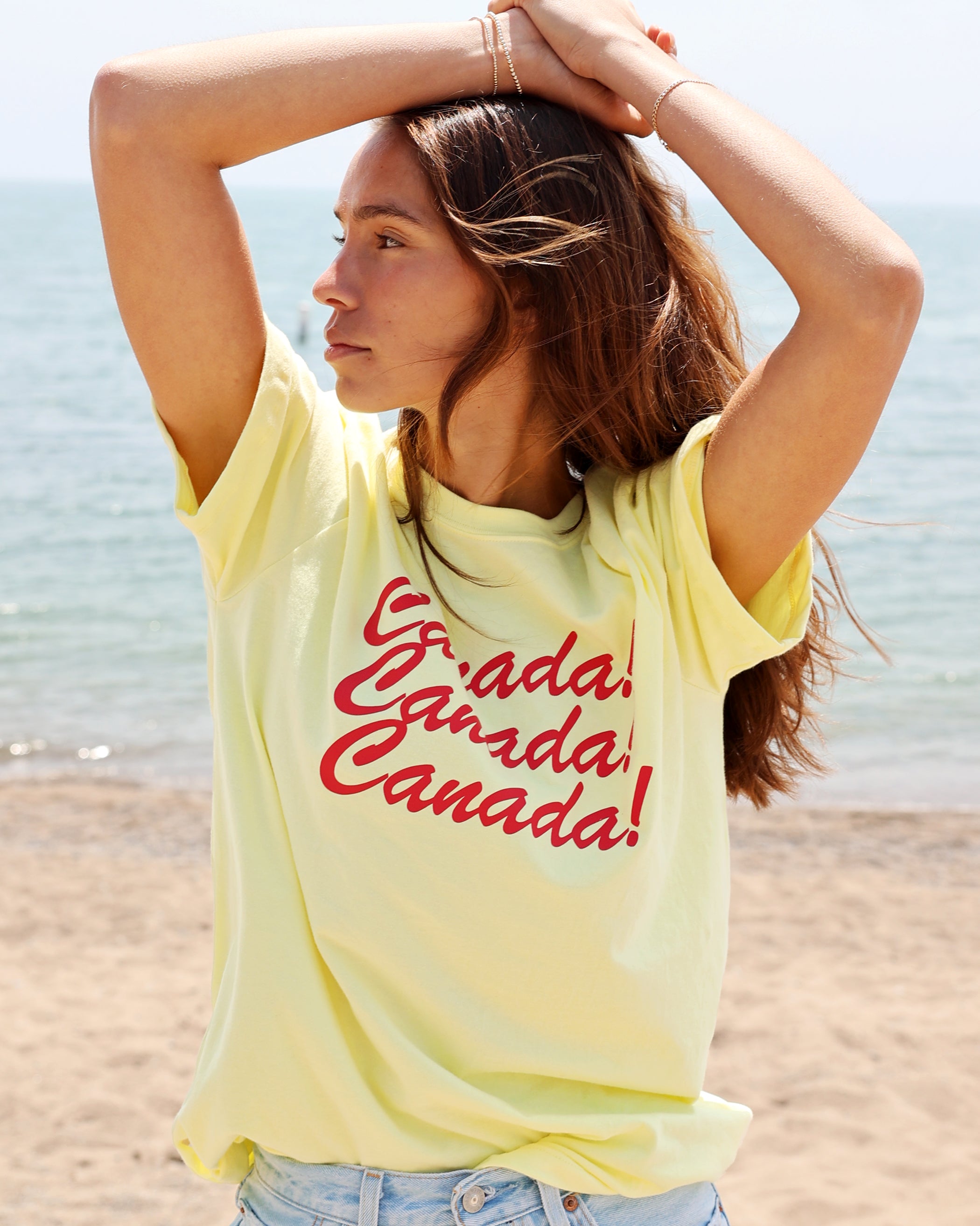 Made in Canada Organic Cotton Canada Day T-Shirt Tee Lemon Yellow - Unisex - Province of Canada