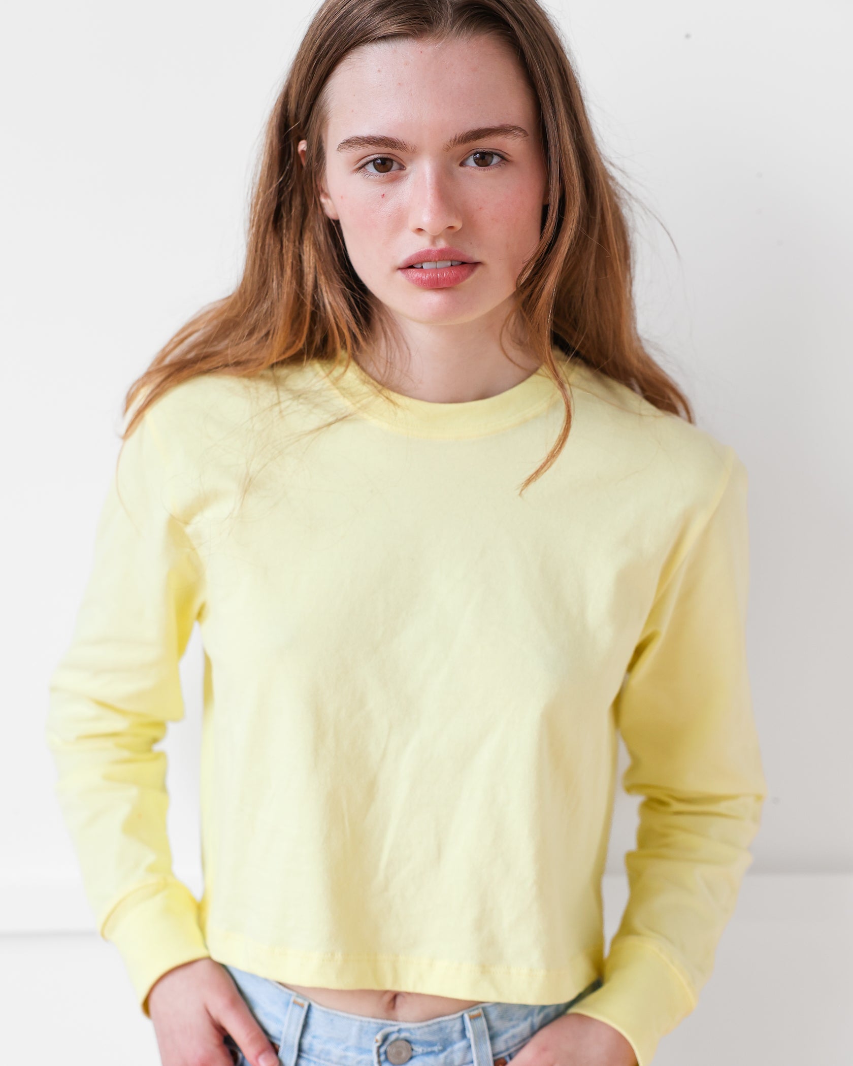 Made in Canada Monday Long Sleeve Crop Top Lemon - Province of Canada