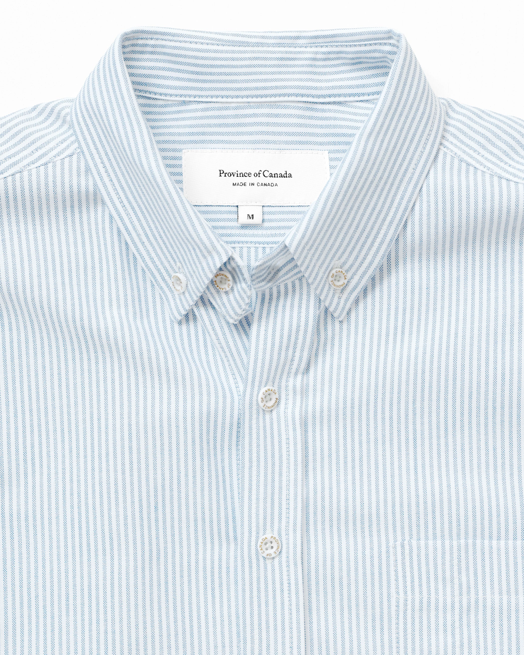 Made in Canada 100% Cotton Oxford Stripe Button Down Shirt Light Blue - Unisex - Province of Canada