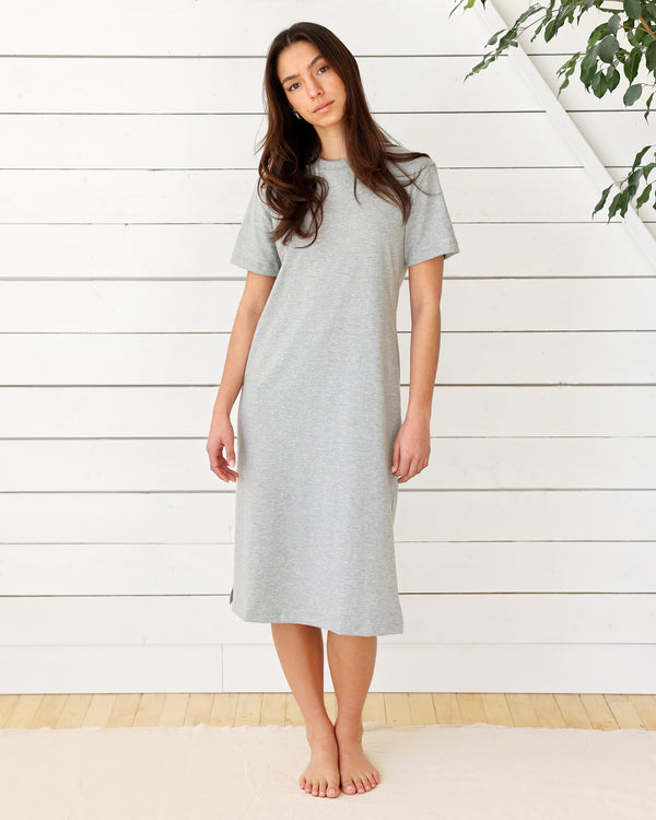 Midi T-Shirt Dress Heather Grey - Made in Canada - Province of Canada