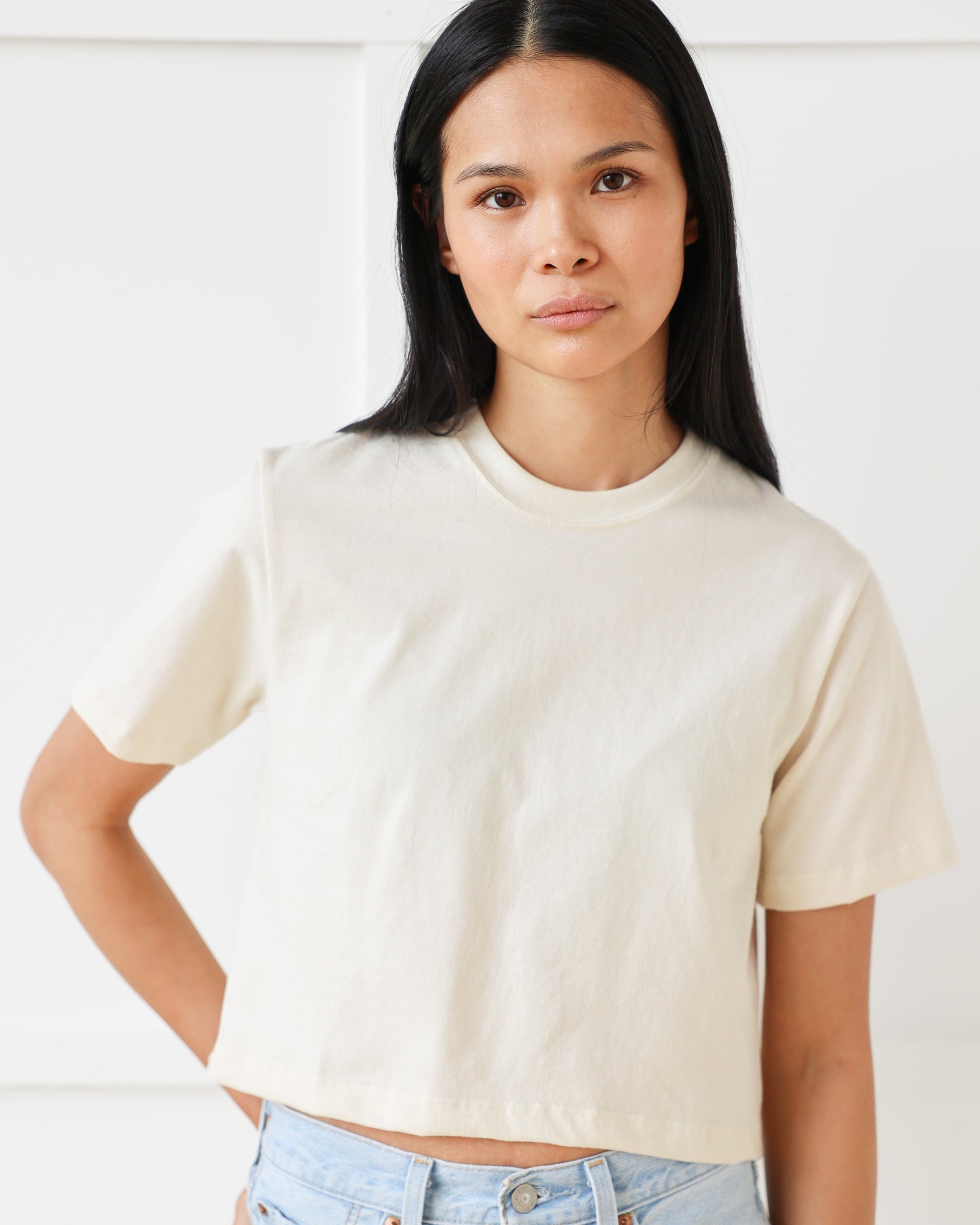 Monday Crop Top Tee Natural - Made in Canada - Province of Canada