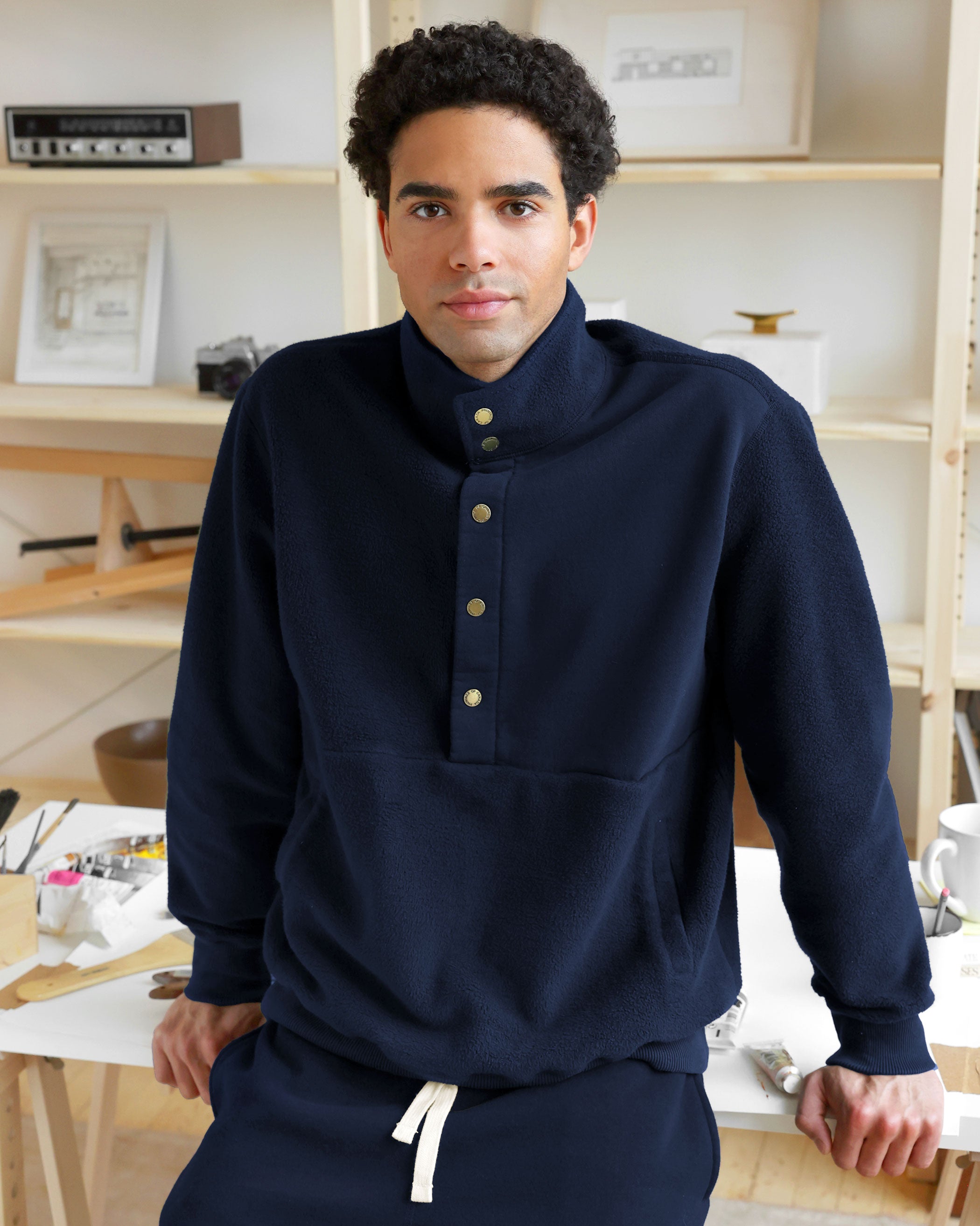 Made in Canada 100% Cotton Reverse Fleece Pullover Navy - Unisex - Province of Canada