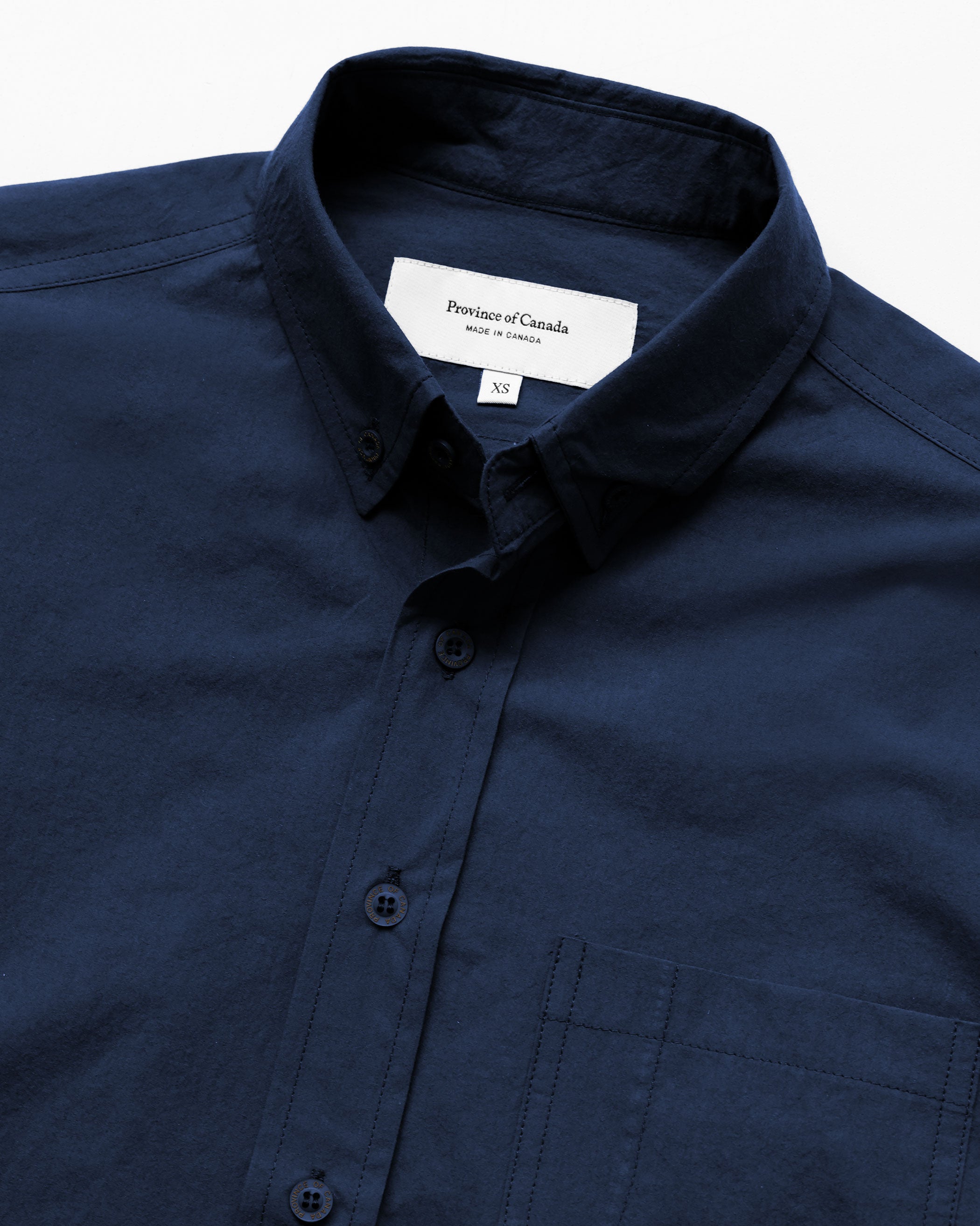 Made in Canada 100% Cotton Washed Poplin Shirt Navy Blue - Unisex - Province of Canada