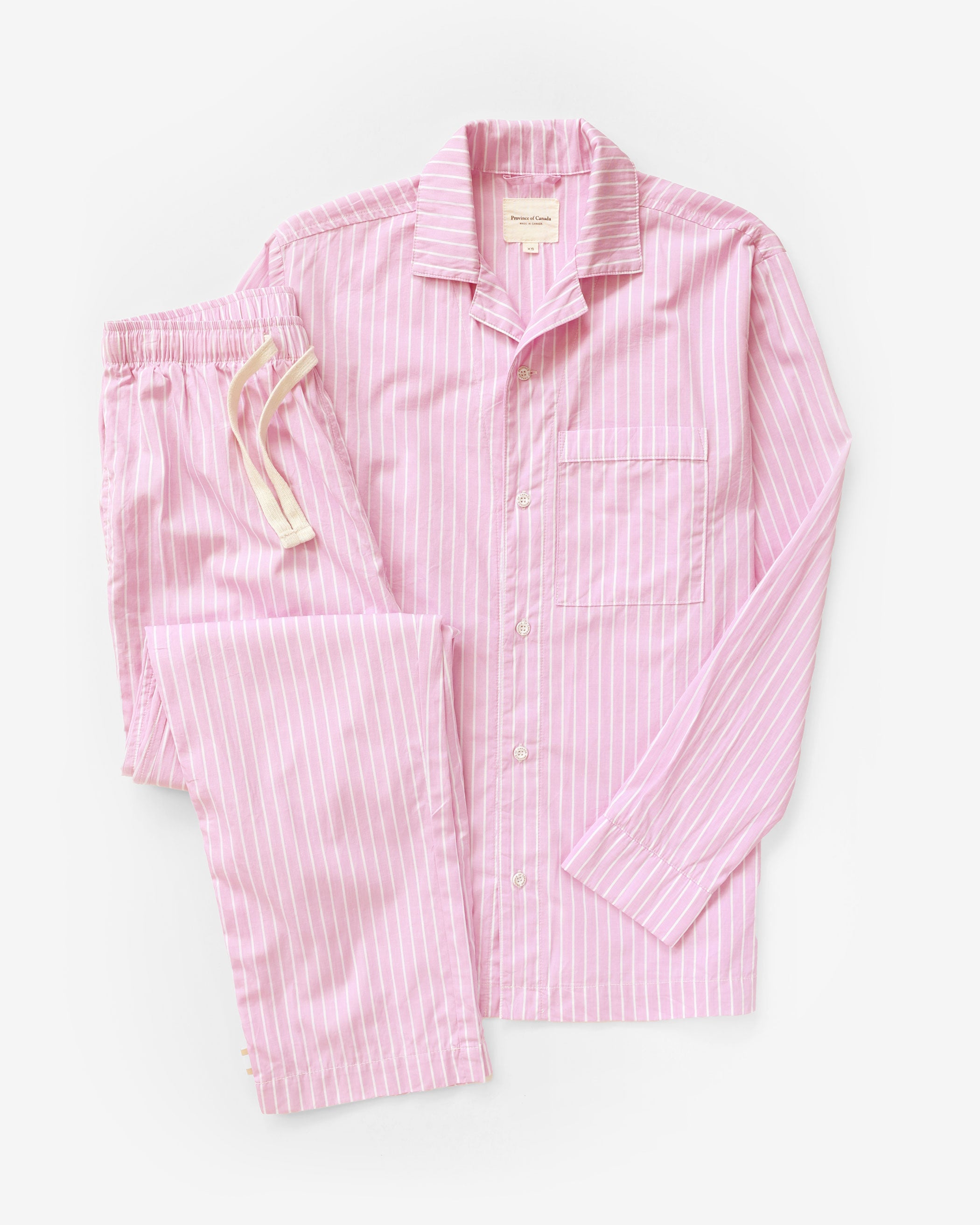 Made in Canada Pyjama Shirt Pink Stripe 100% Cotton - Unisex - Province of Canada