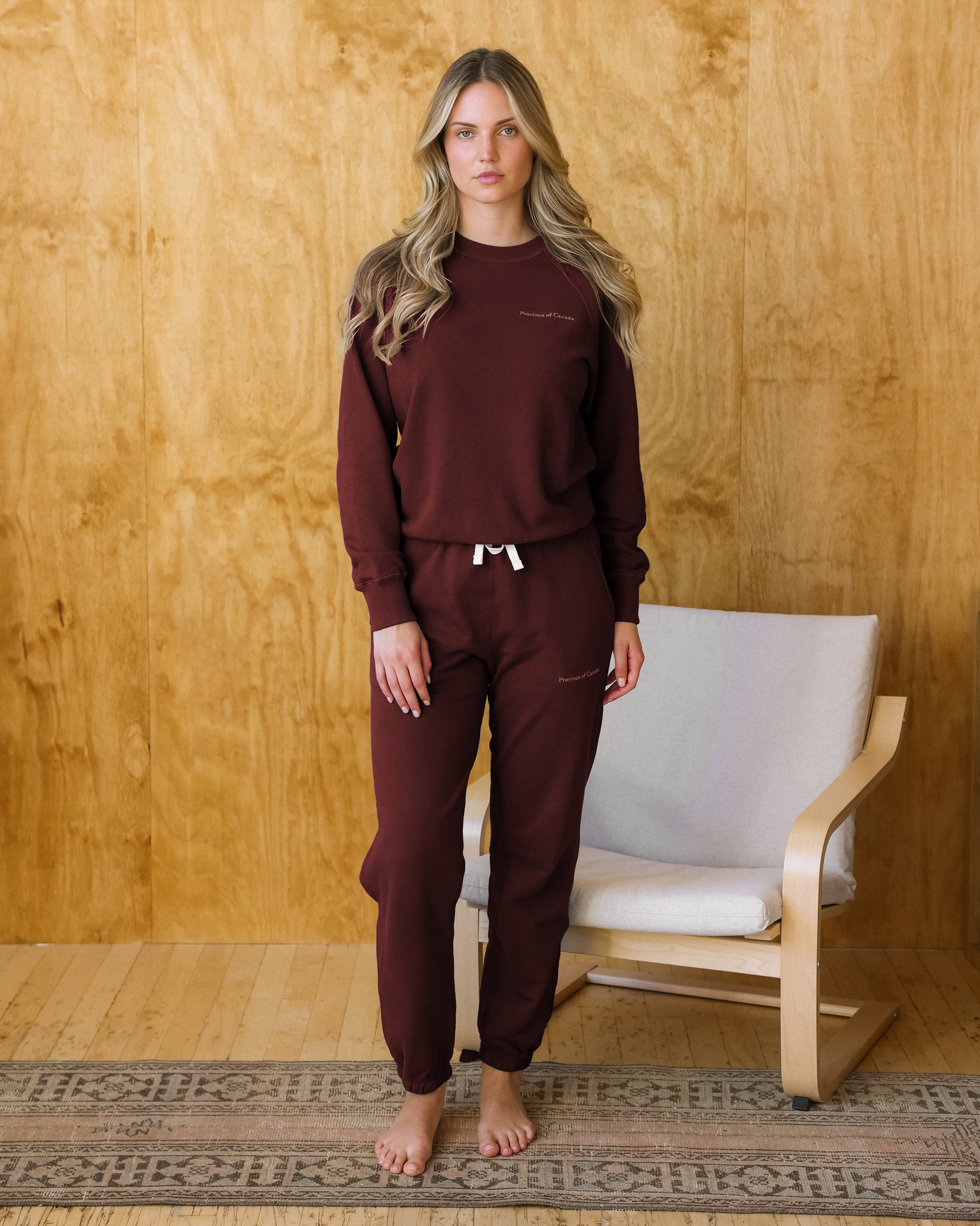 Made in Canada 100% Cotton Relaxed French Terry Sweatpant Burgundy - Unisex - Province of Canada