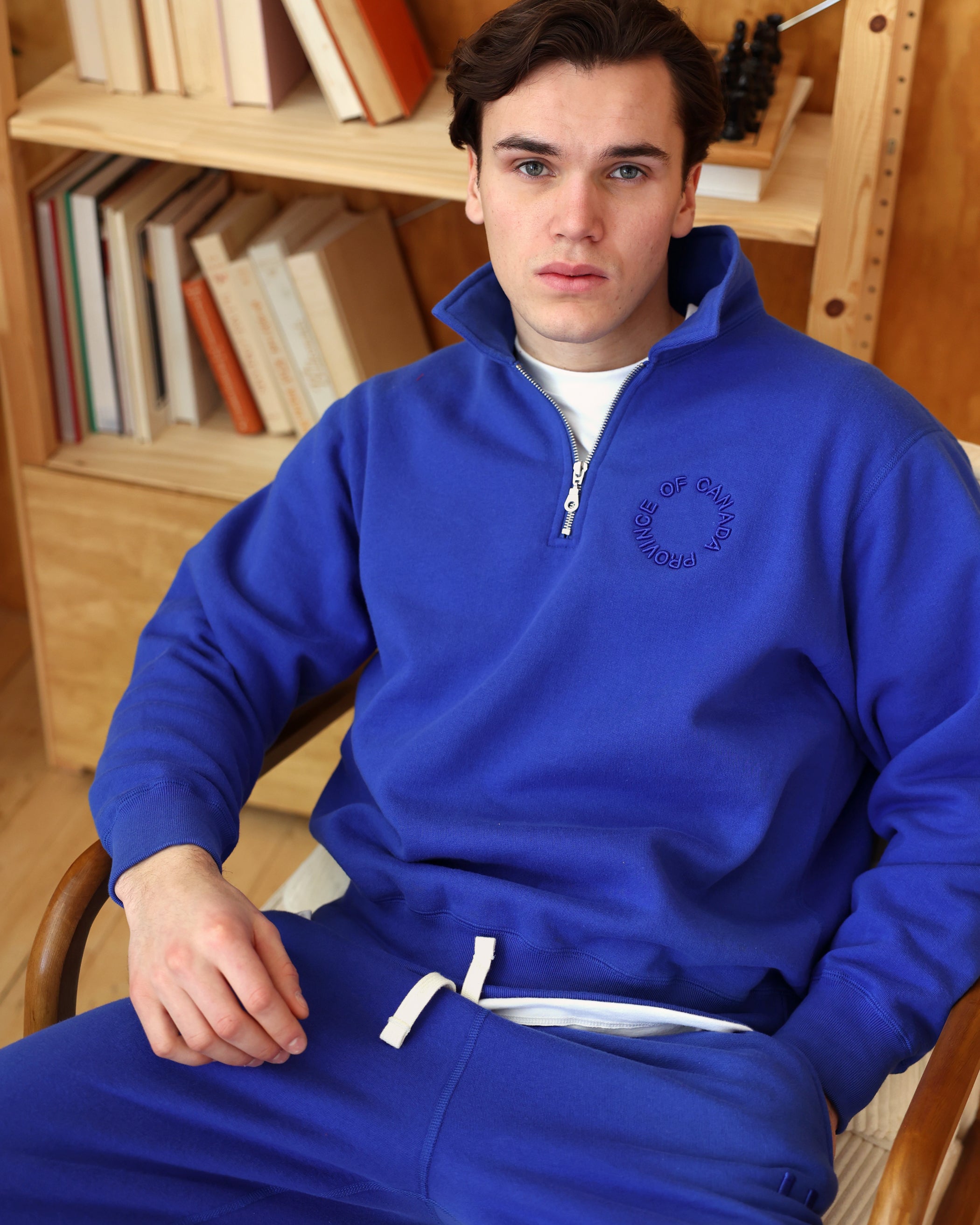 Made in Canada Half Zip Fleece Sweatshirt Royal - Unisex - Province of Canada