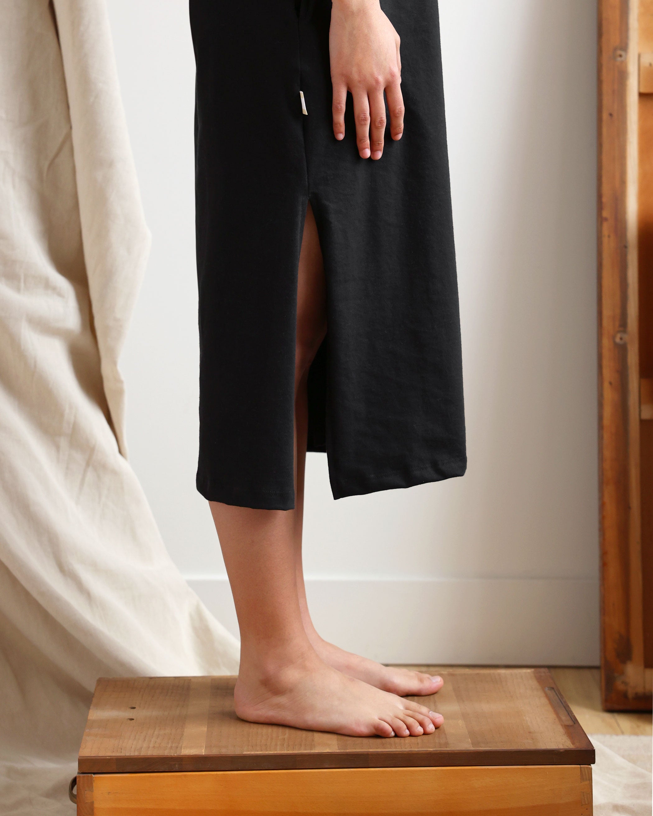 Made in Canada 100% Organic Cotton V-Neck Midi T-Shirt Dress Black - Province of Canada