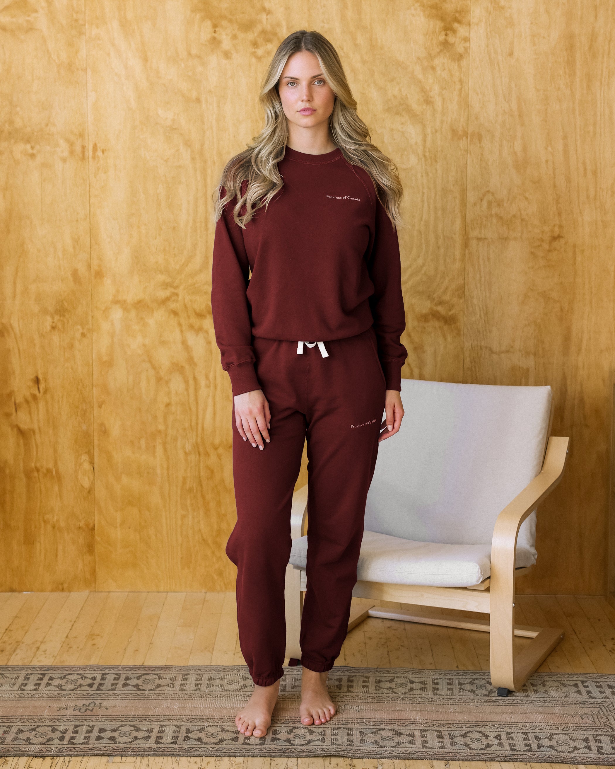 Made in Canada 100% Cotton Relaxed French Terry Sweatpant Burgundy - Unisex - Province of Canada