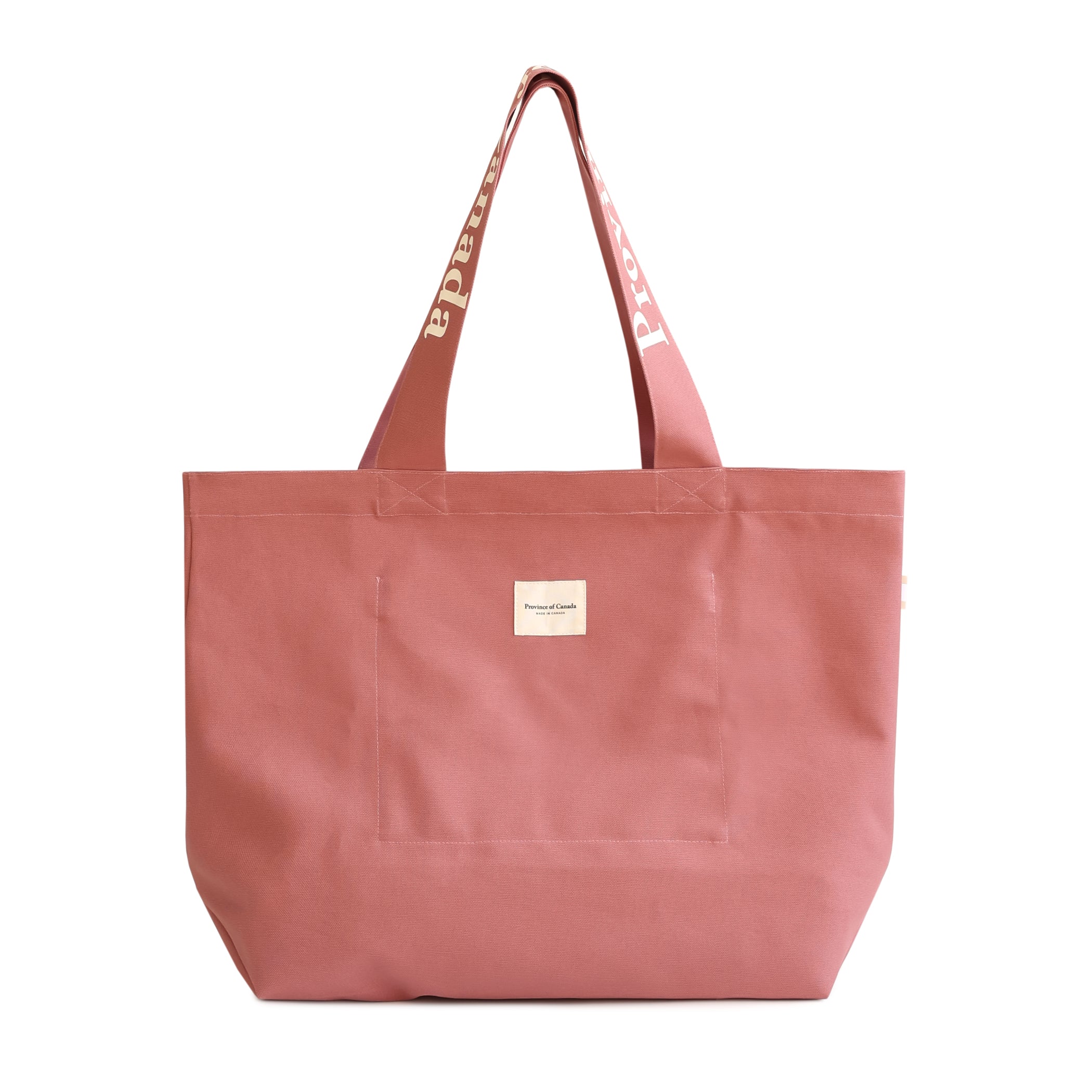 Made in Canada 100% Cotton Canvas Wordmark Tote Bag Rosewood Pink Dusty Rose Faded Red - Province of Canada