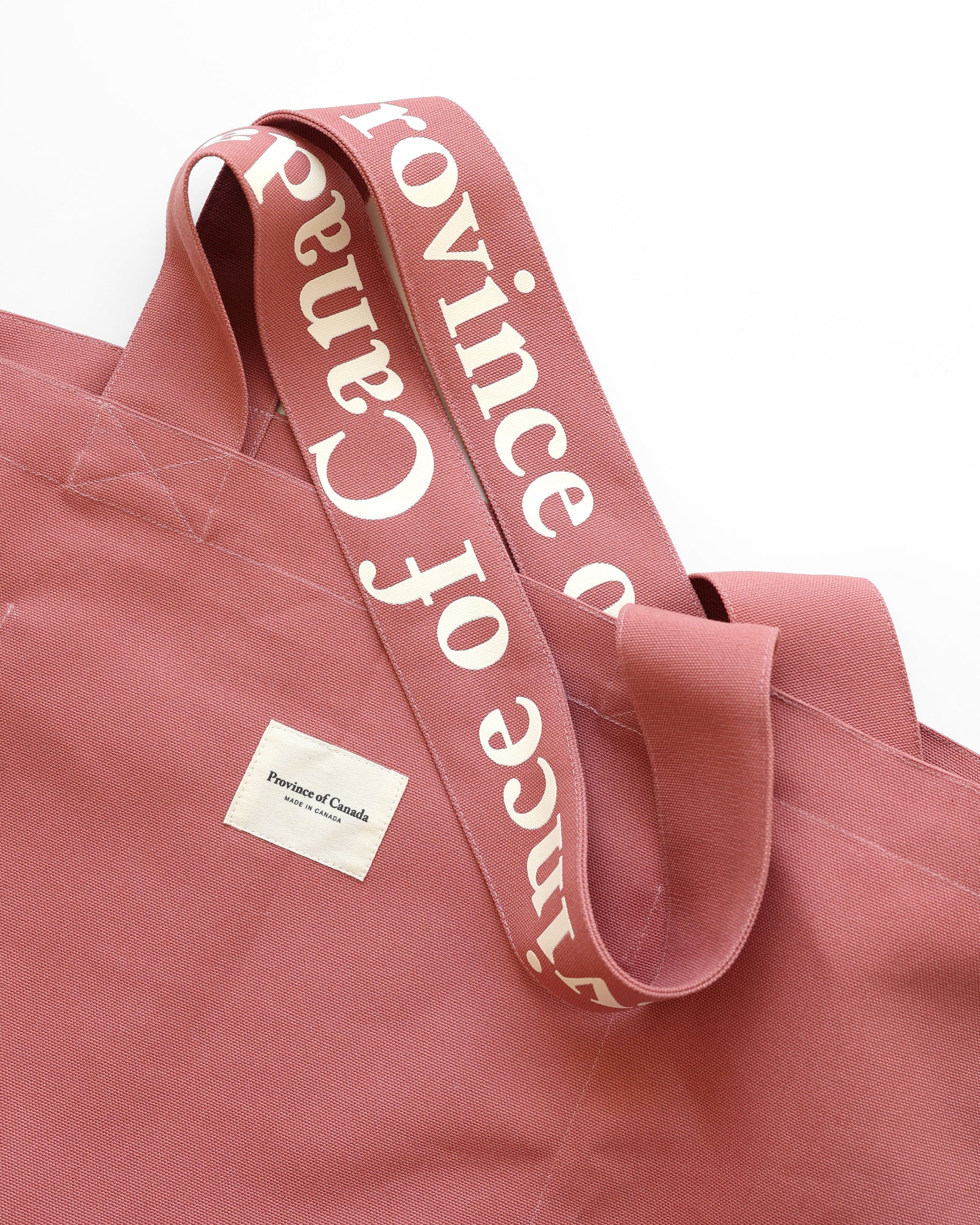 Made in Canada 100% Cotton Canvas Wordmark Tote Bag Rosewood Pink Dusty Rose Faded Red - Province of Canada