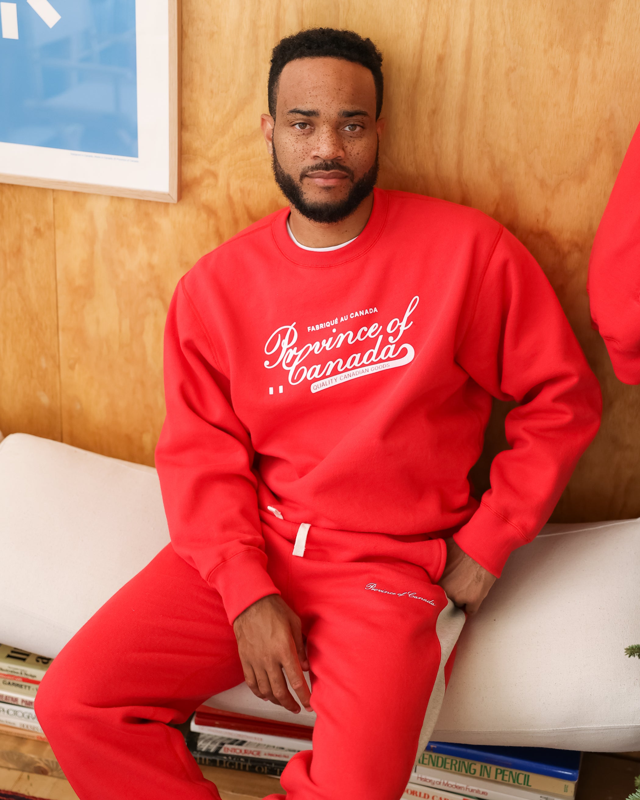 Made in Canada Fleece Script Logo Sweatshirt Red - Unisex - Province of Canada