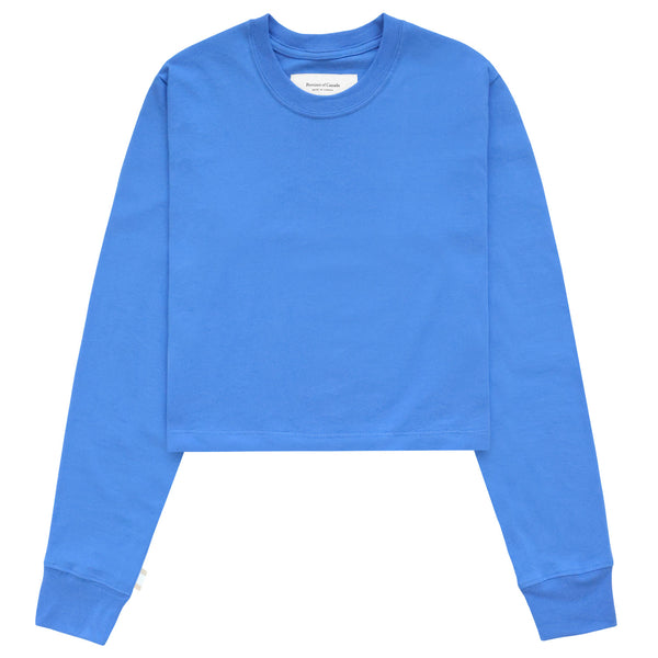 Made in Canada Organic Cotton Monday Long Sleeve Crop Top Super Blue - Province of Canada
