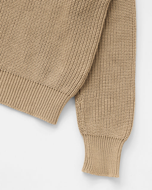 Made in Canada 100% Cotton Knit Half Zip Sweater Taupe Camel Beige - Unisex - Province of Canada