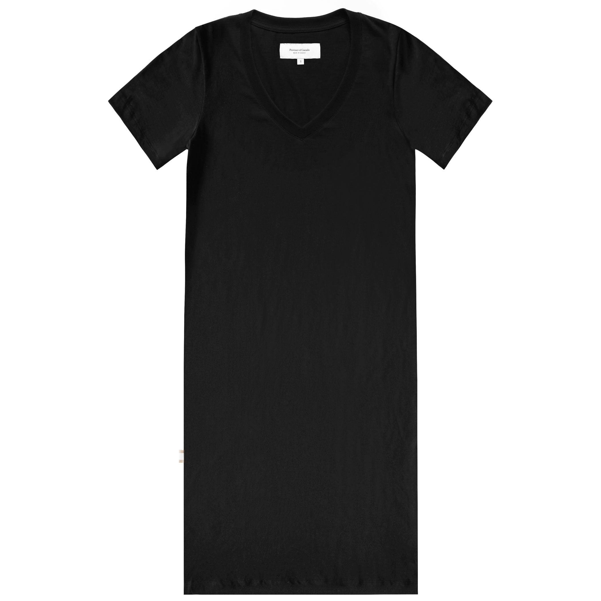 V-Neck Midi T-Shirt Dress Black - Made in Canada - Province of Canada