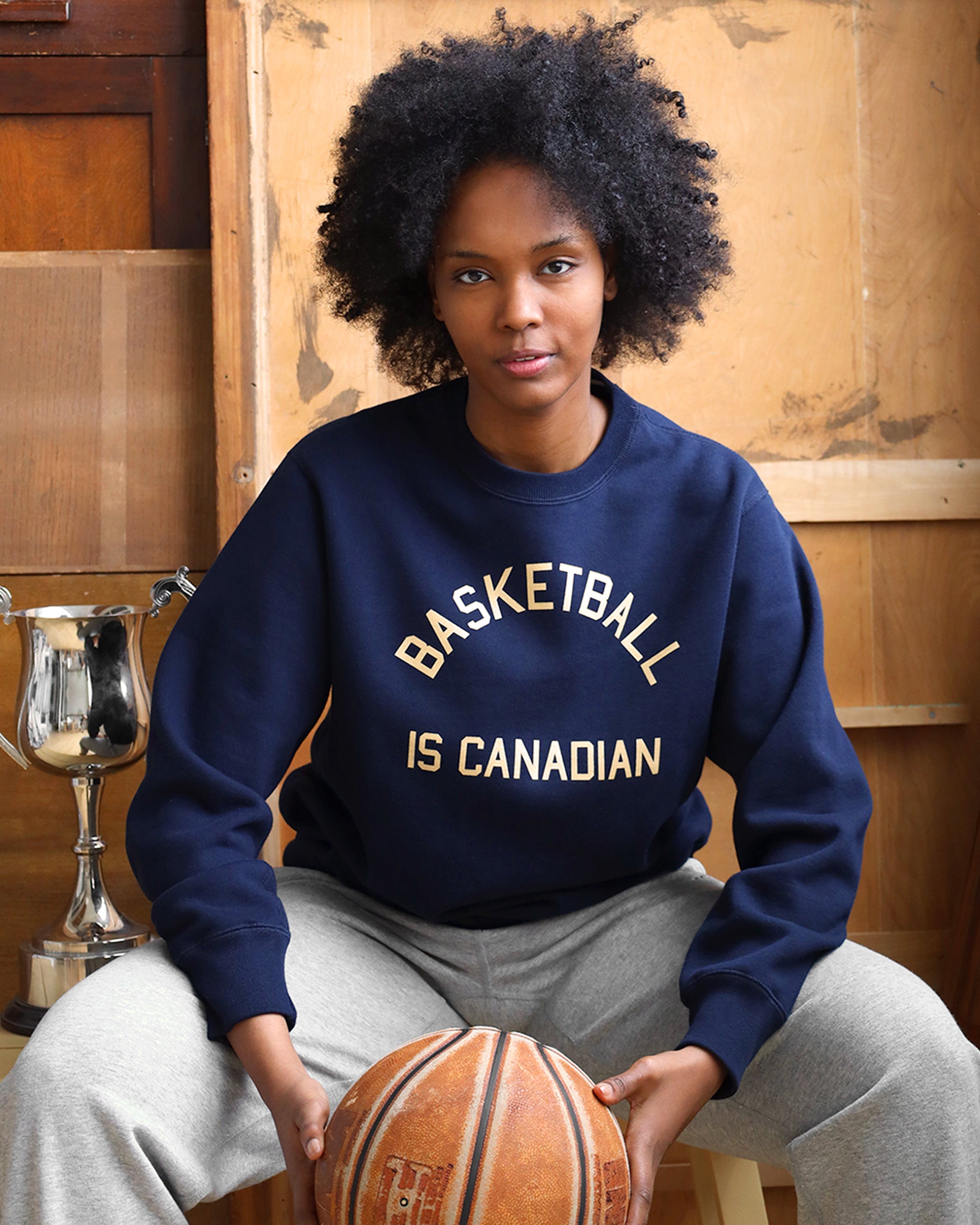 Made in Canada Basketball is Canadian Fleece Sweatshirt Navy - Unisex - Province of Canada