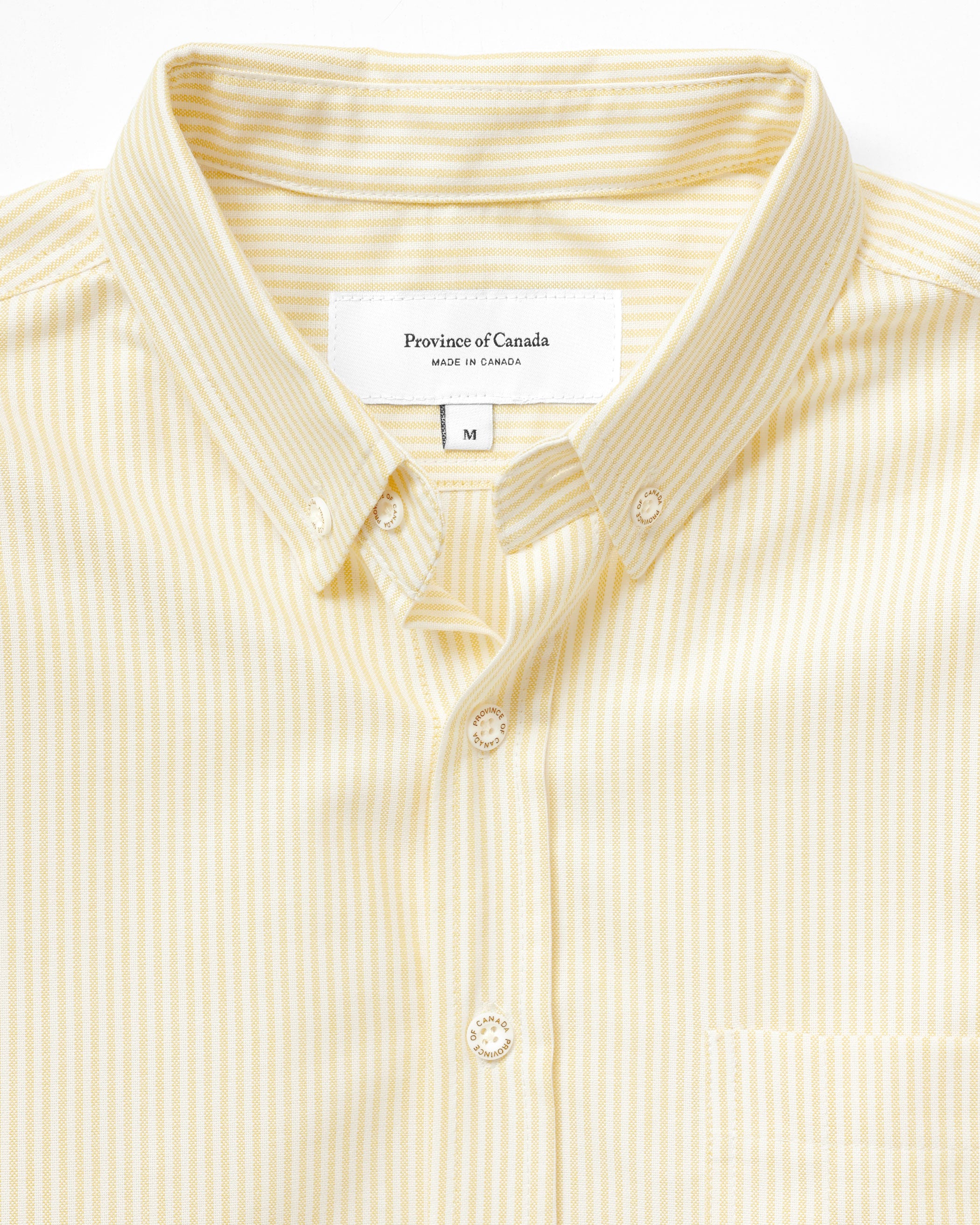 Made in Canada 100% Cotton Oxford Stripe Button Down Shirt Butter Yellow - Unisex - Province of Canada