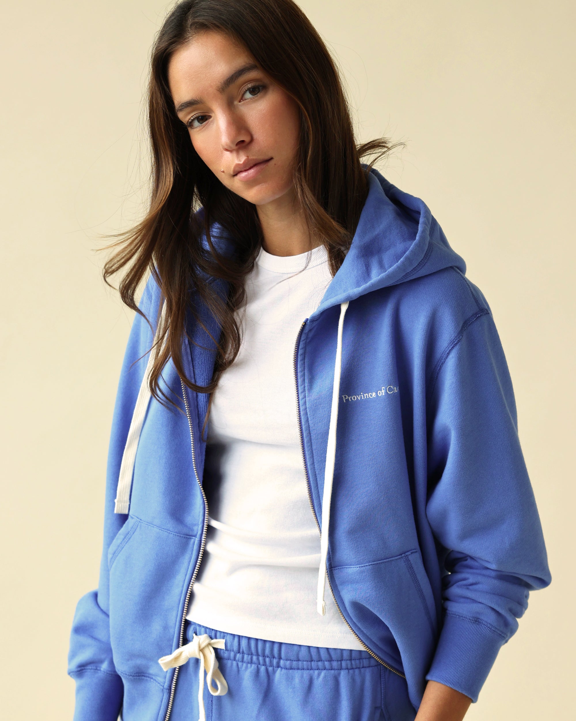 Made in Canada 100% Cotton French Terry Zip Hoodie Cerulean Blue - Unisex - Province of Canada